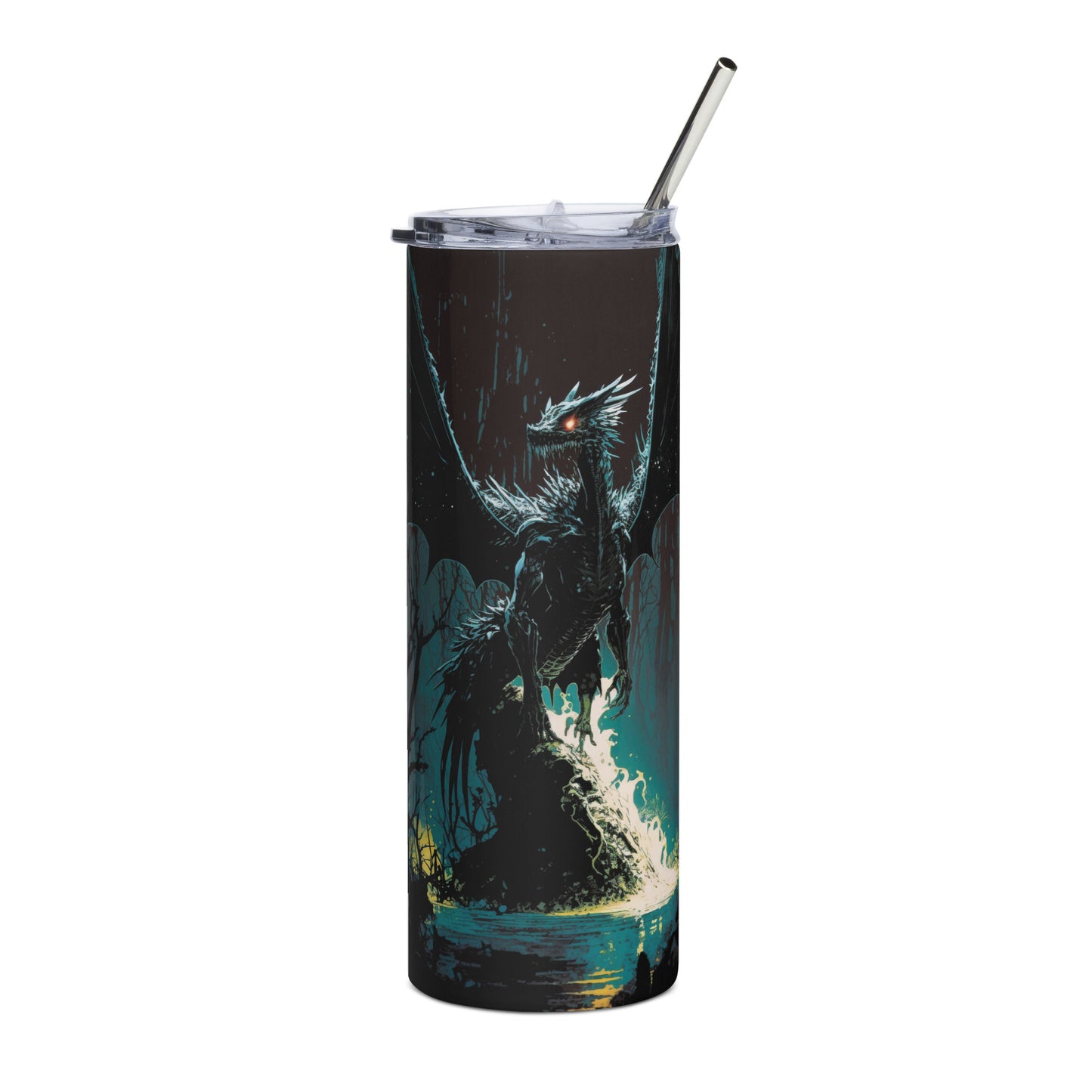 Dragon #4 Stainless steel tumbler cup with metal straw