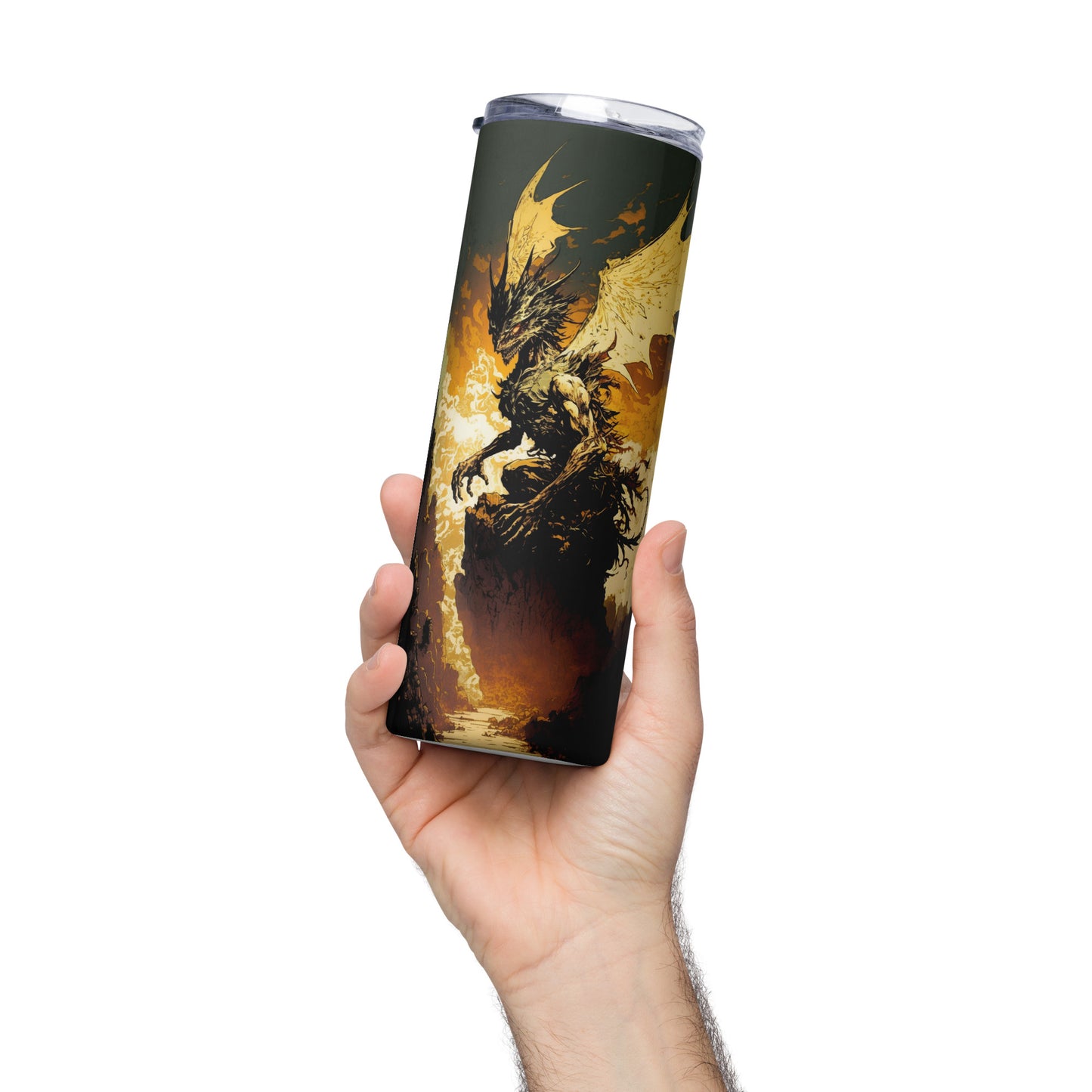 Dragon #6 Stainless steel tumbler cup with metal straw