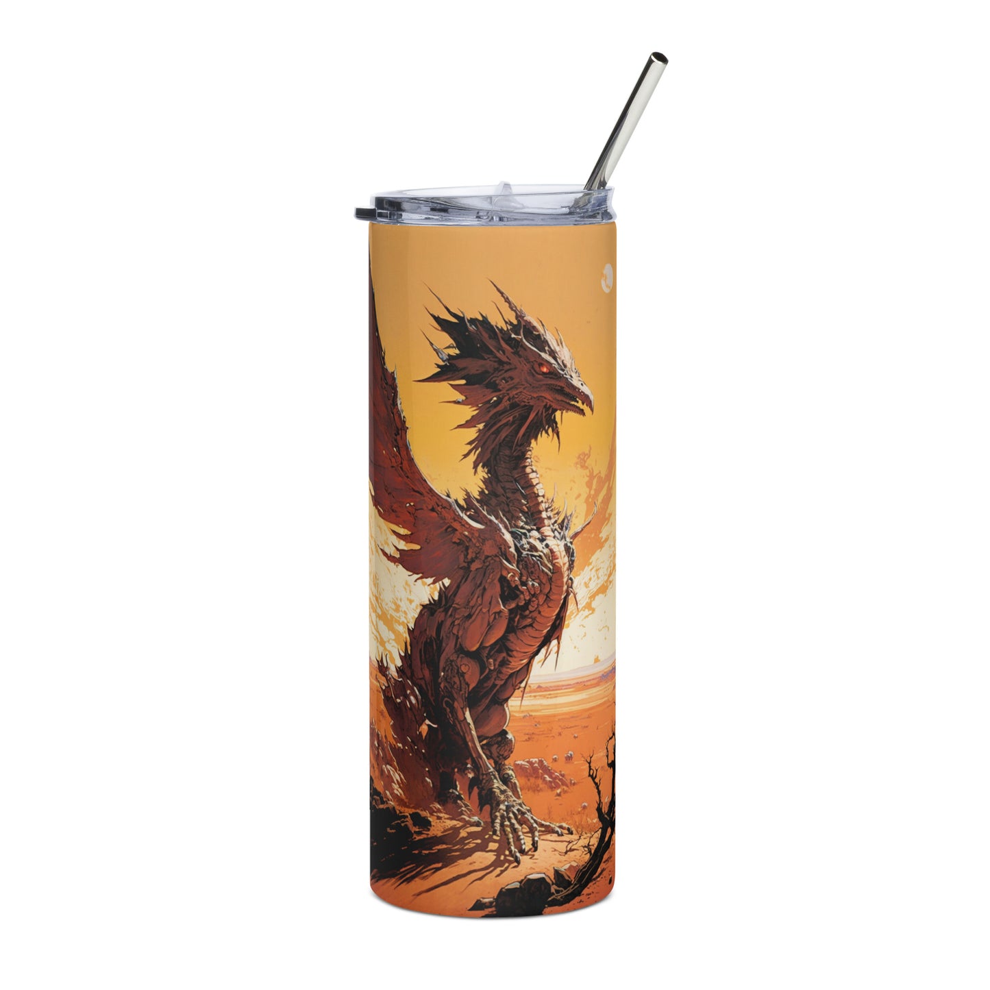 Dragon #8 Stainless steel tumbler cup with metal straw