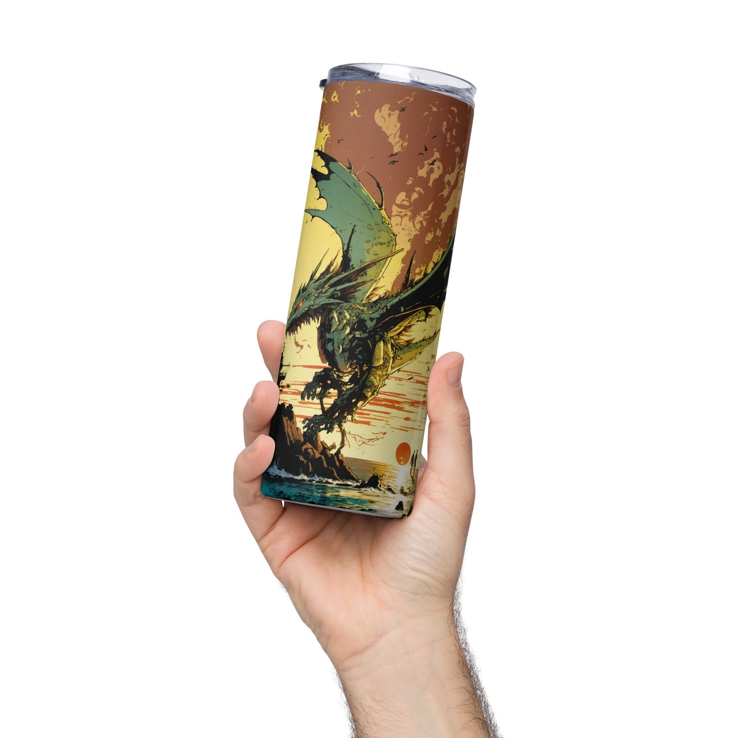 Dragon #9 Stainless steel tumbler cup with metal straw