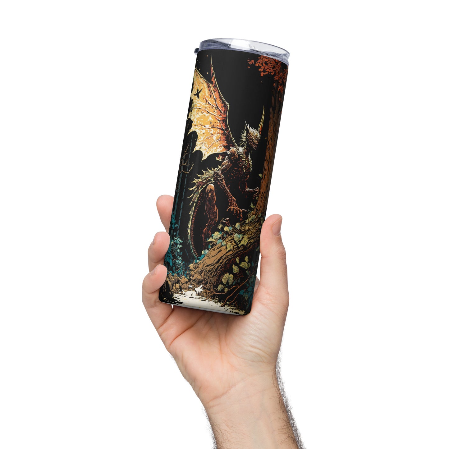 Creature of the Forest Stainless steel tumbler cup with metal straw