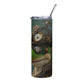 Steampunk Yoshi Stainless steel tumbler cup with metal straw