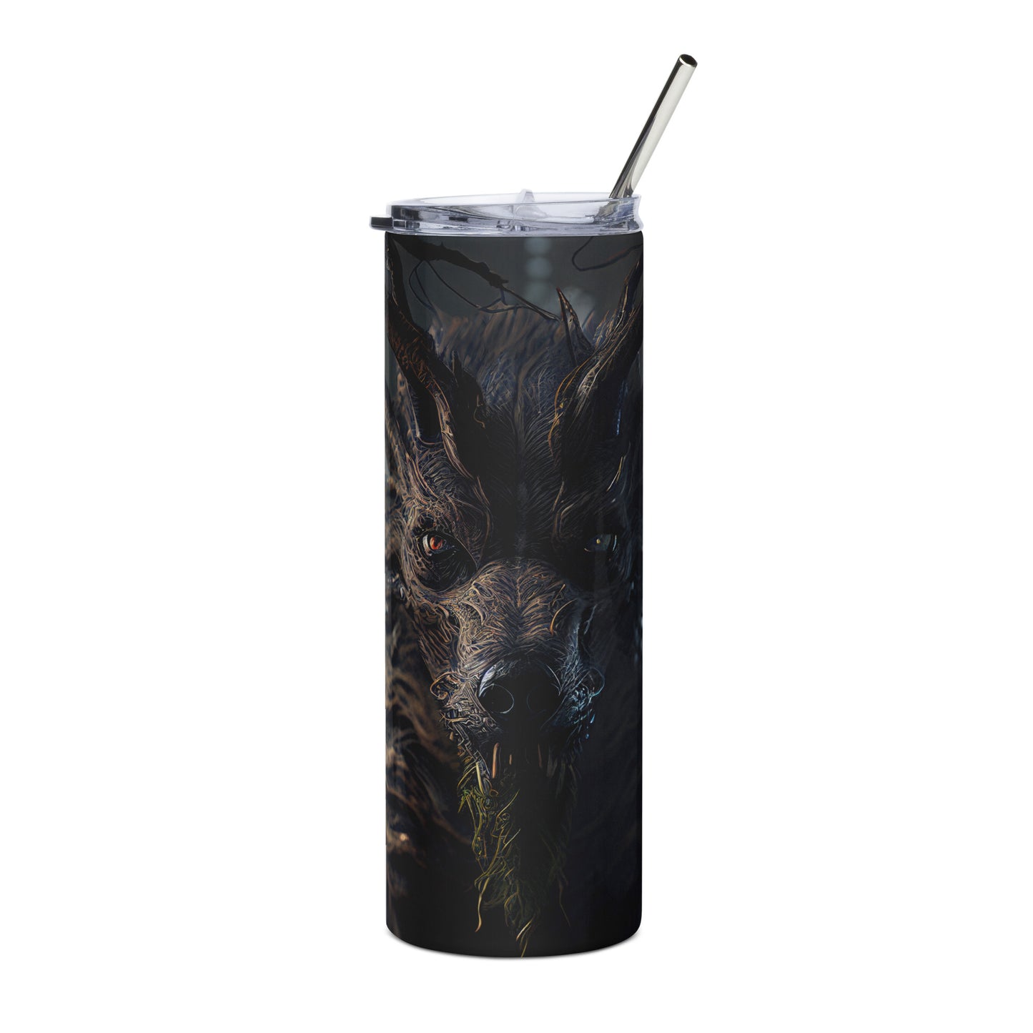 The Wendigo Stainless steel tumbler cup with metal straw