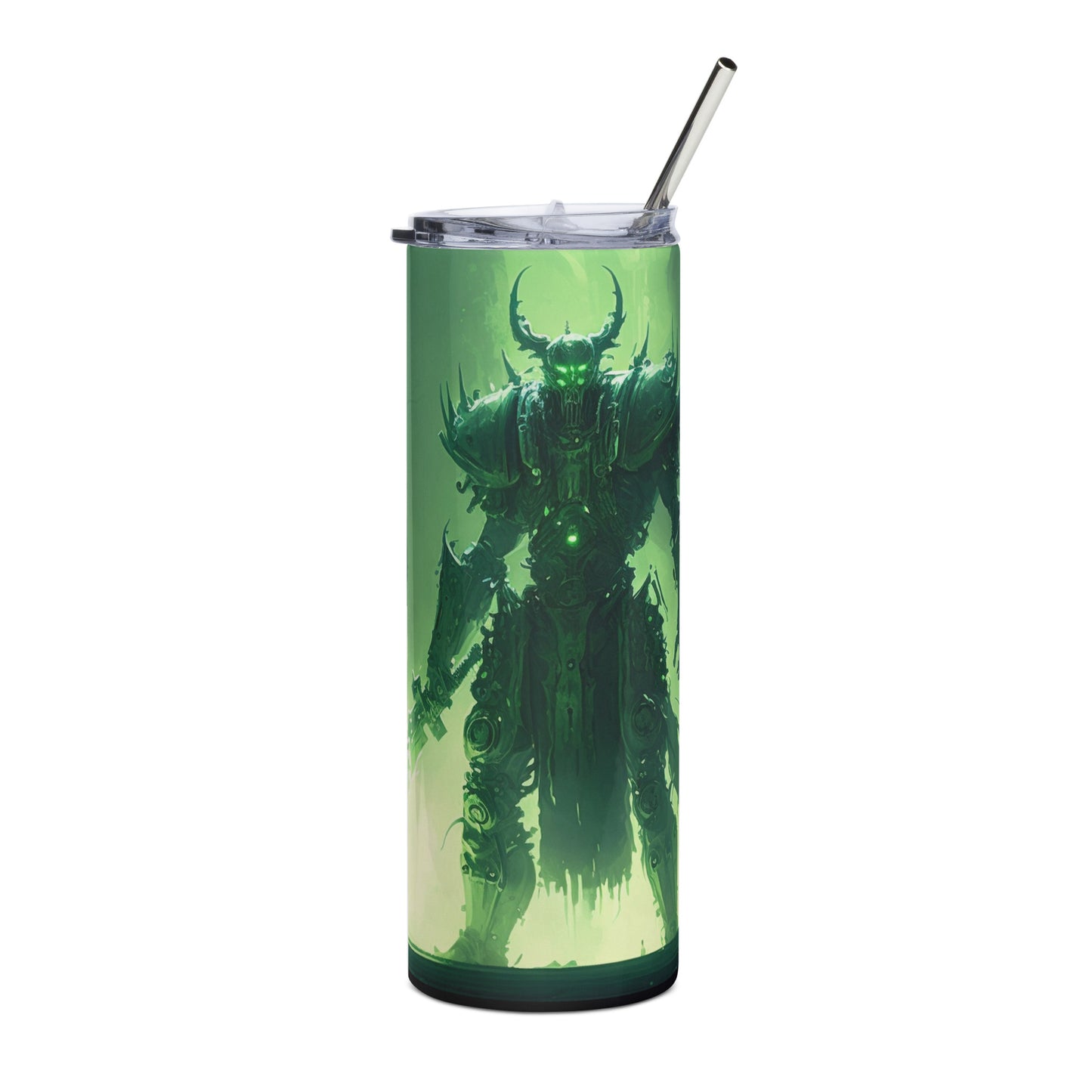 Necro Knight Stainless steel tumbler cup with metal straw