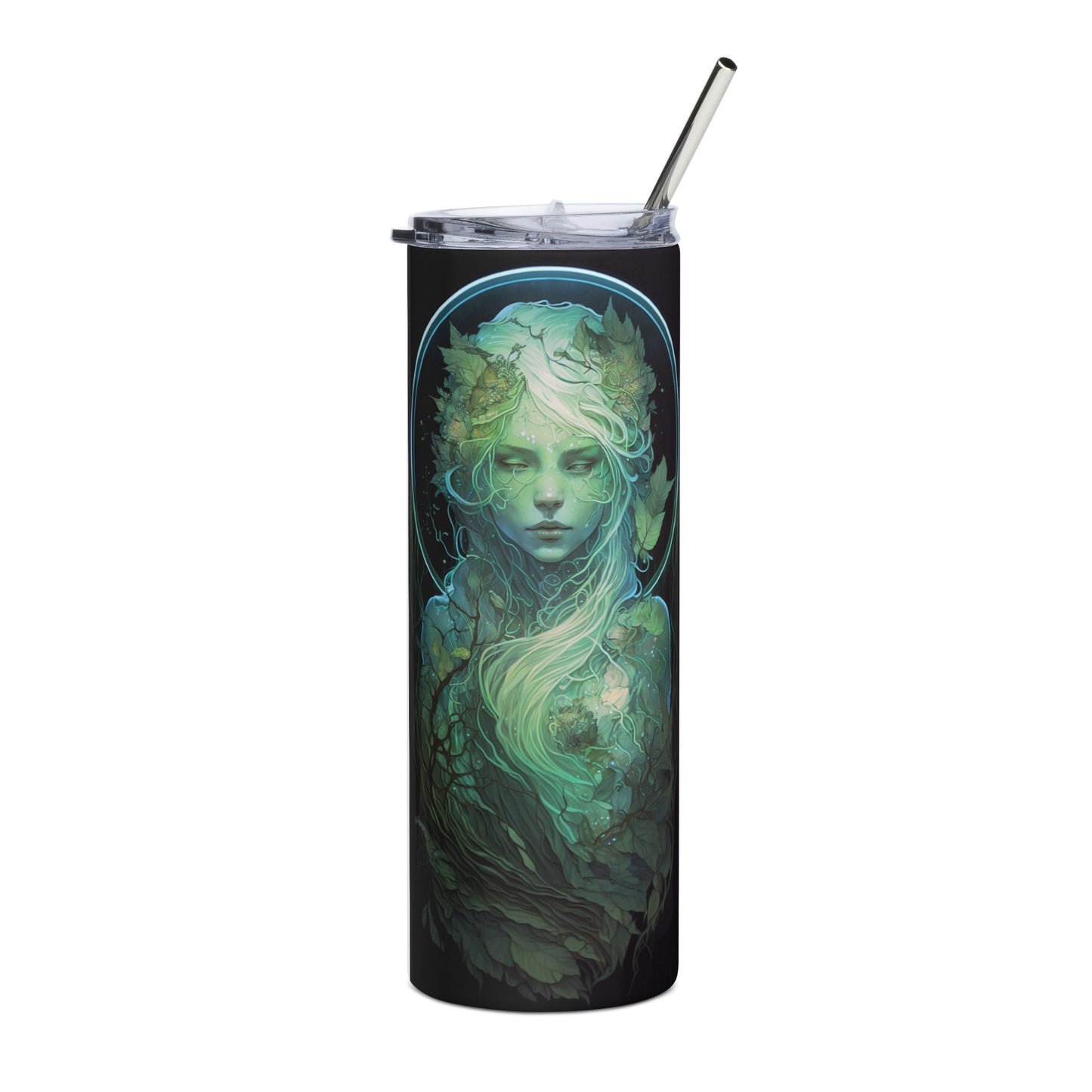 Earth Goddess #2 Stainless steel tumbler cup with metal straw