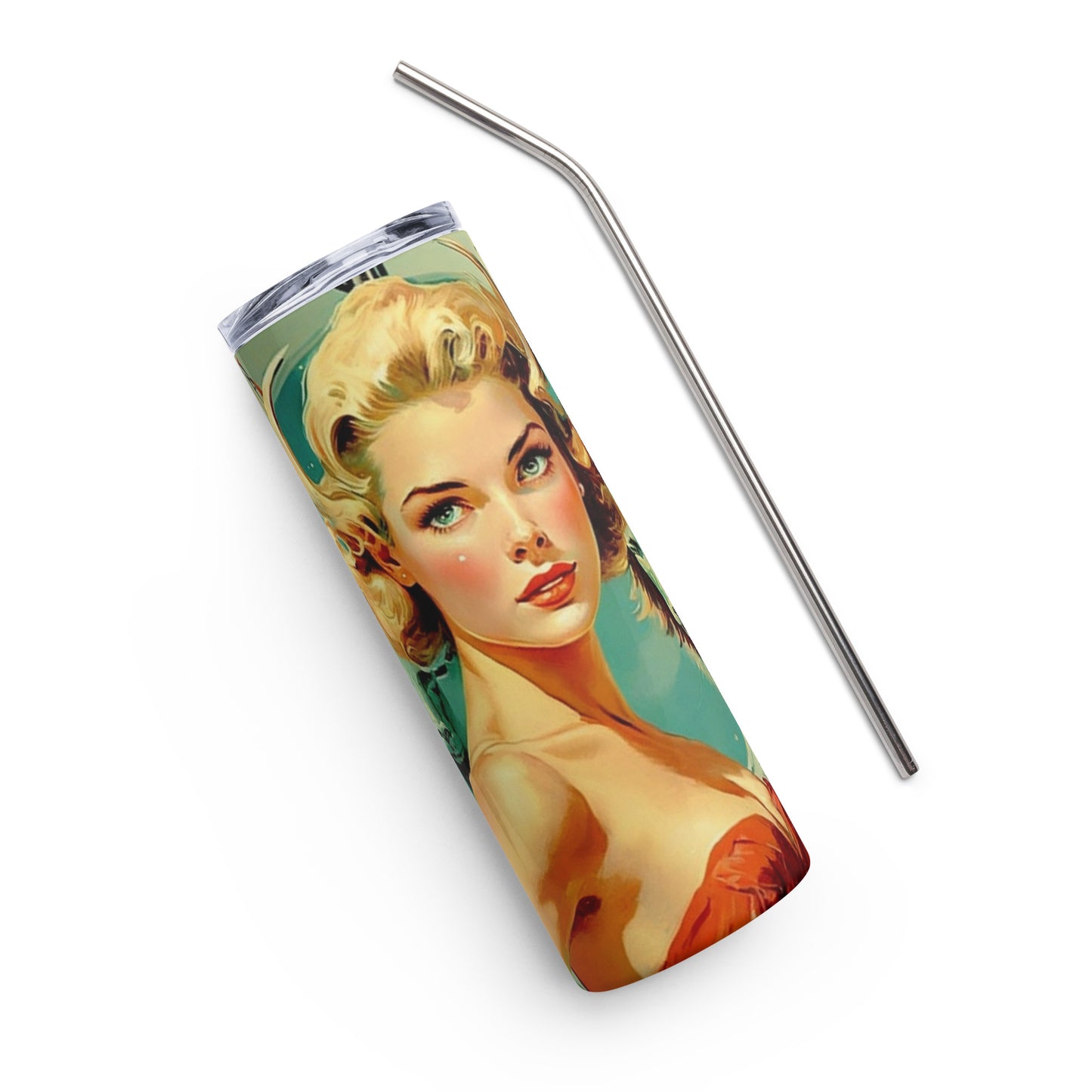 Devil Beauty #2 Stainless steel tumbler cup with metal straw