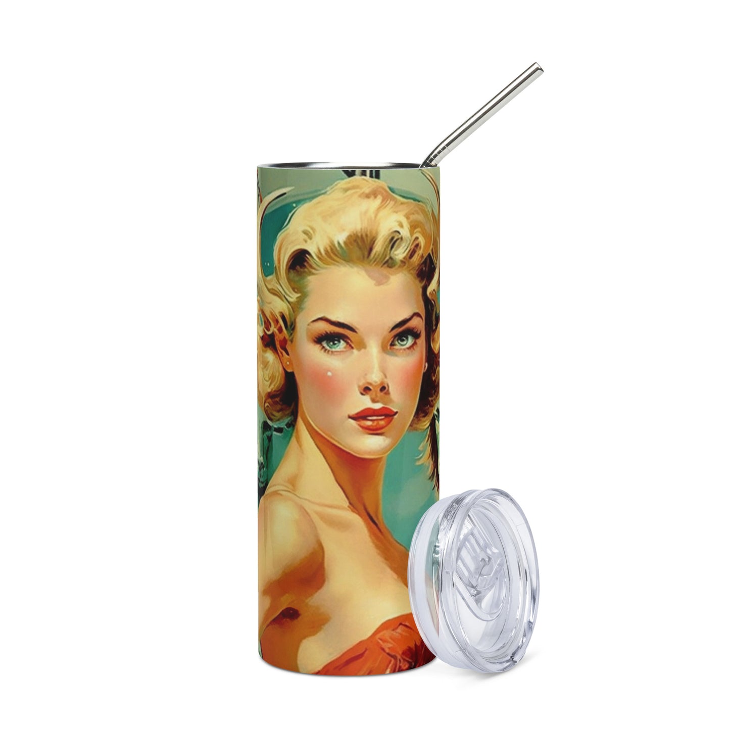 Devil Beauty #2 Stainless steel tumbler cup with metal straw