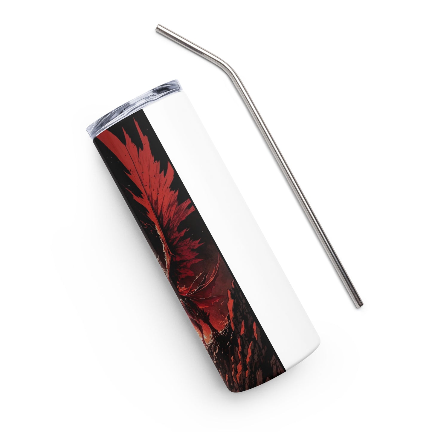 Dragon #1 Stainless steel tumbler cup with metal straw