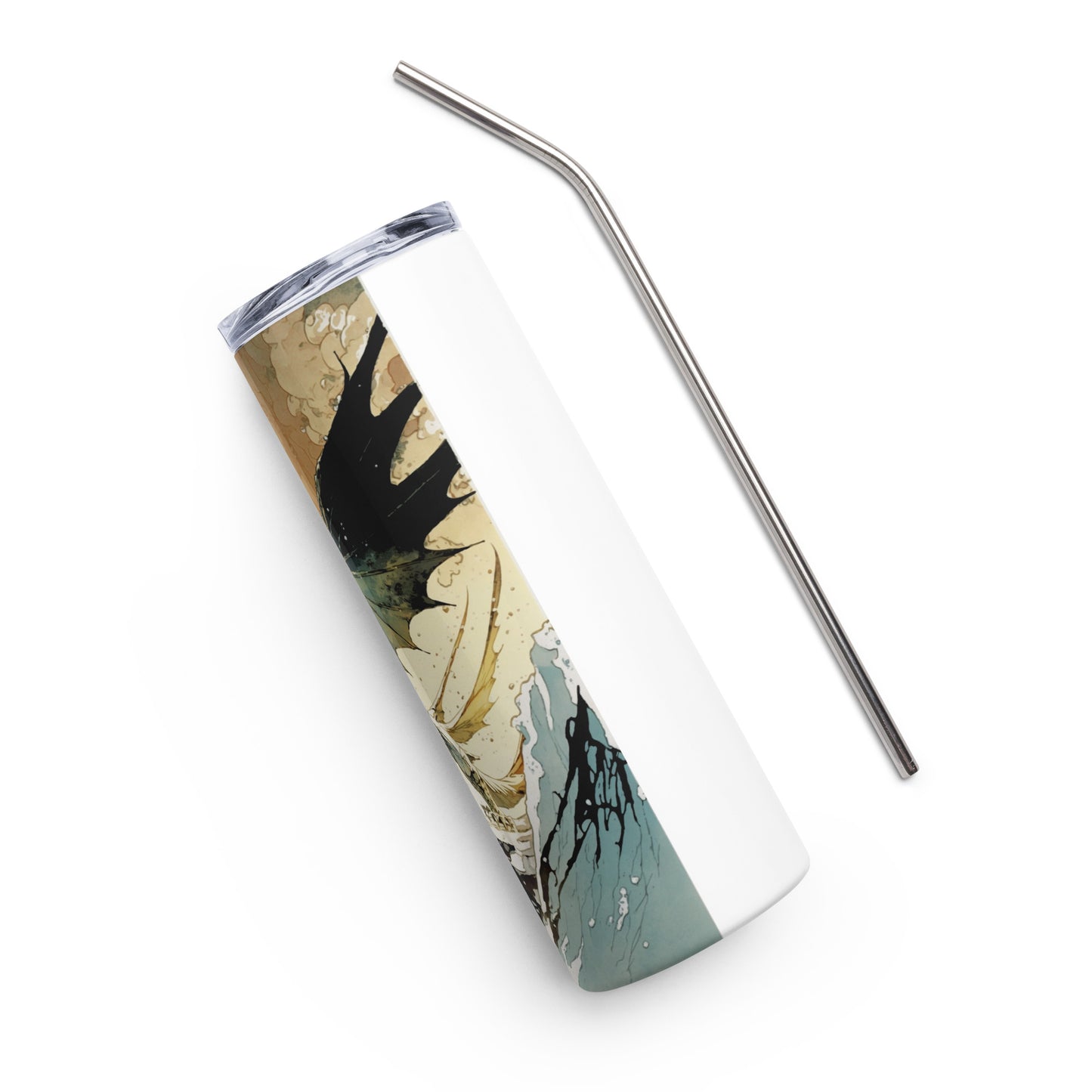 Dragon #5 Stainless steel tumbler cup with metal straw