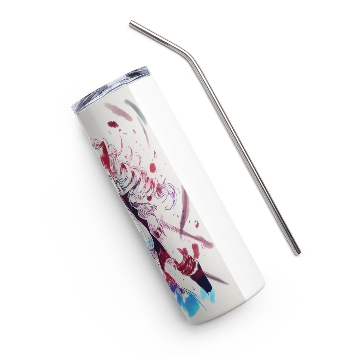 Sexy Pirate Woman Stainless steel tumbler cup with metal straw