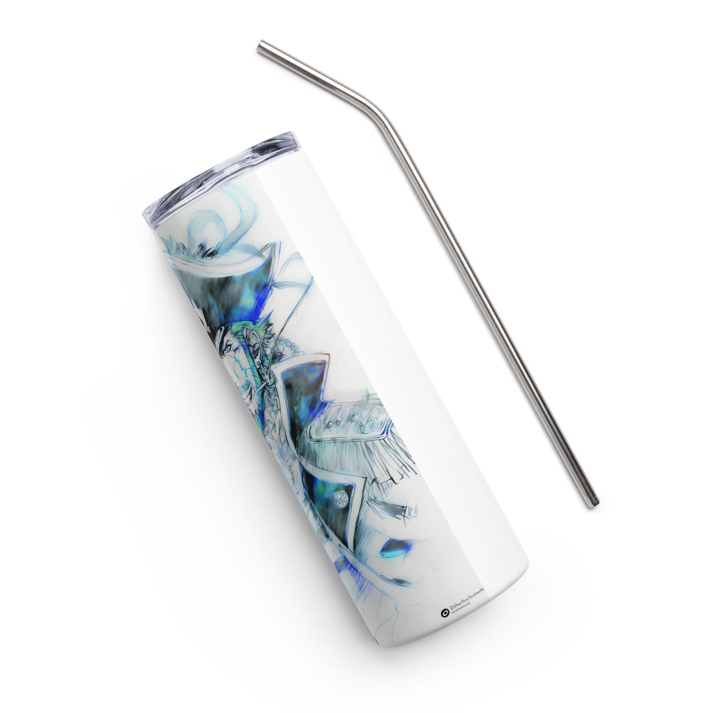 The Captain Stainless steel tumbler cup with metal straw