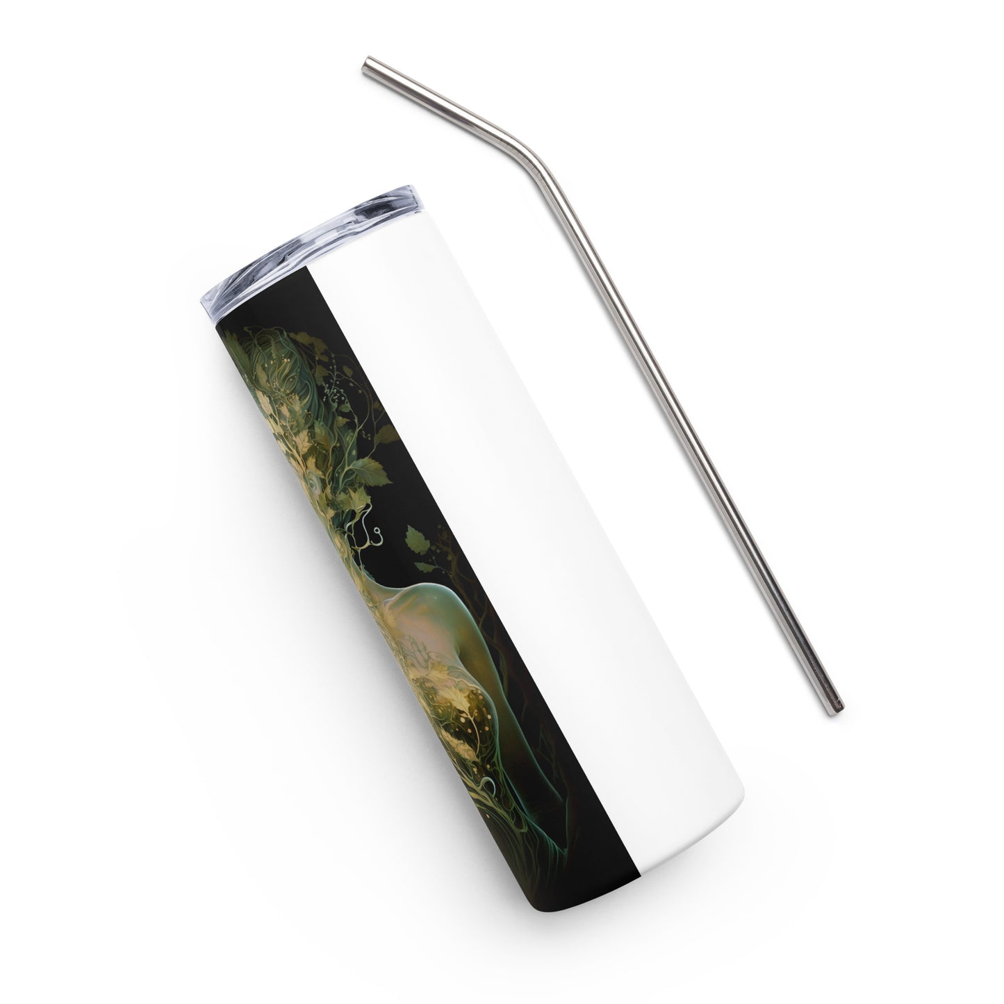 Earth Goddess #3 Stainless steel tumbler cup with metal straw