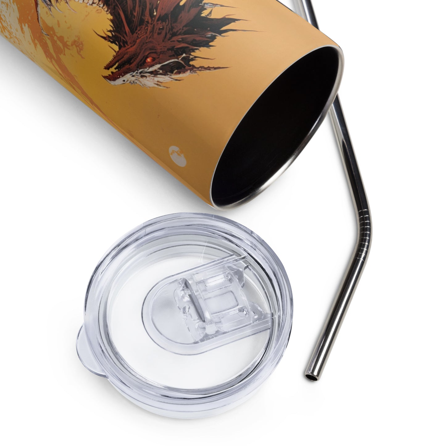 Dragon #8 Stainless steel tumbler cup with metal straw