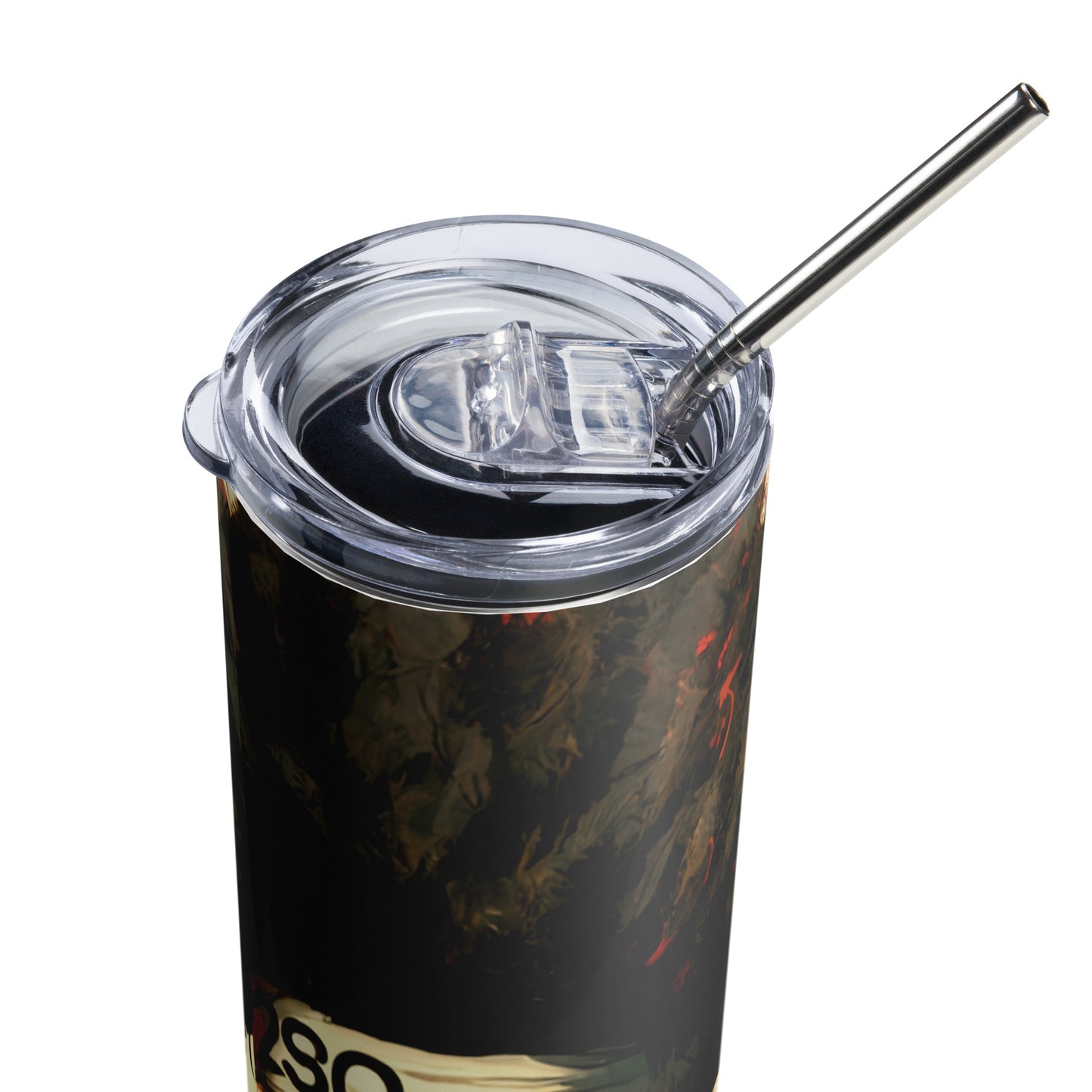 Afro Samurai Inspired Stainless steel tumbler cup with metal straw