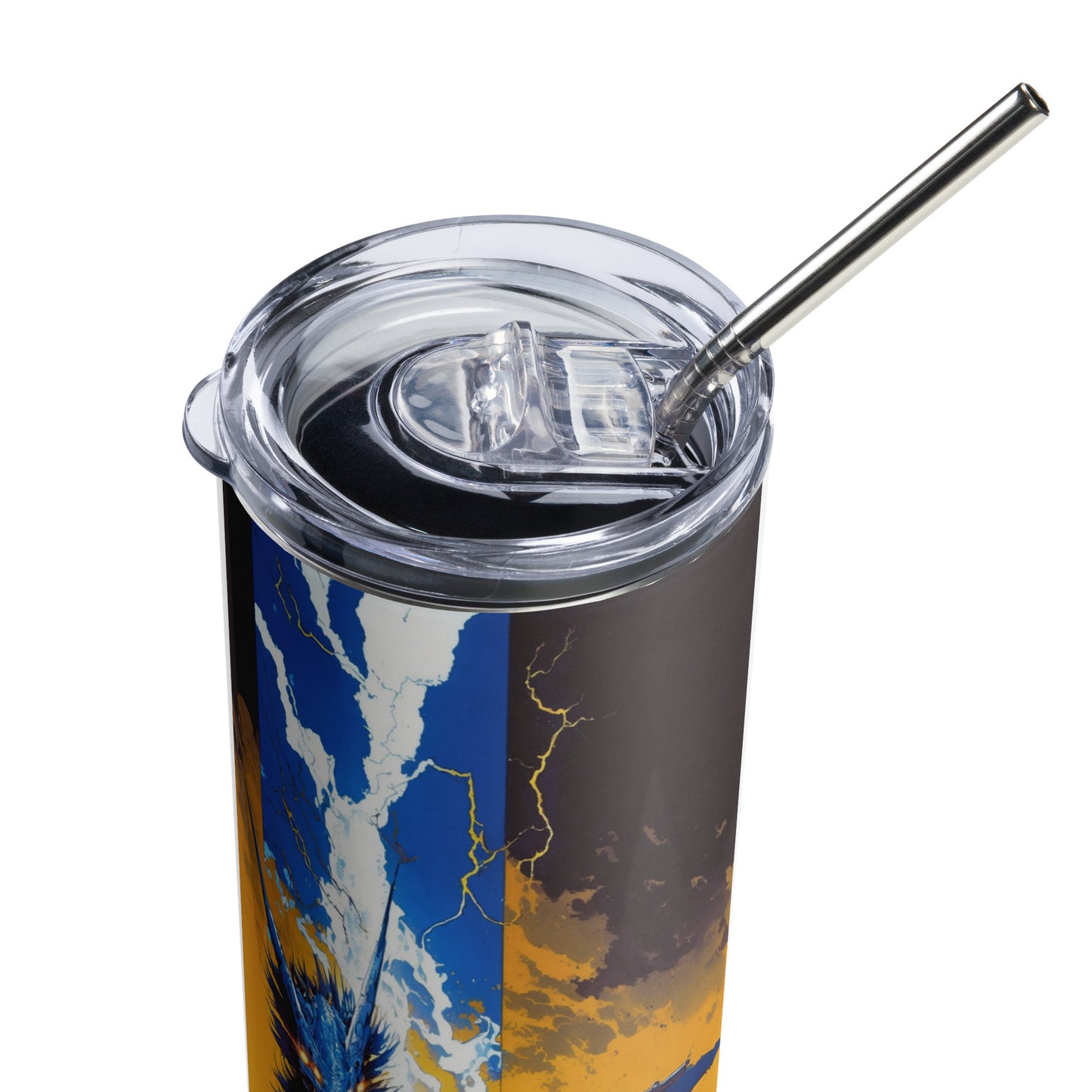 Dragon #2 Stainless steel ttumbler cup with metal straw