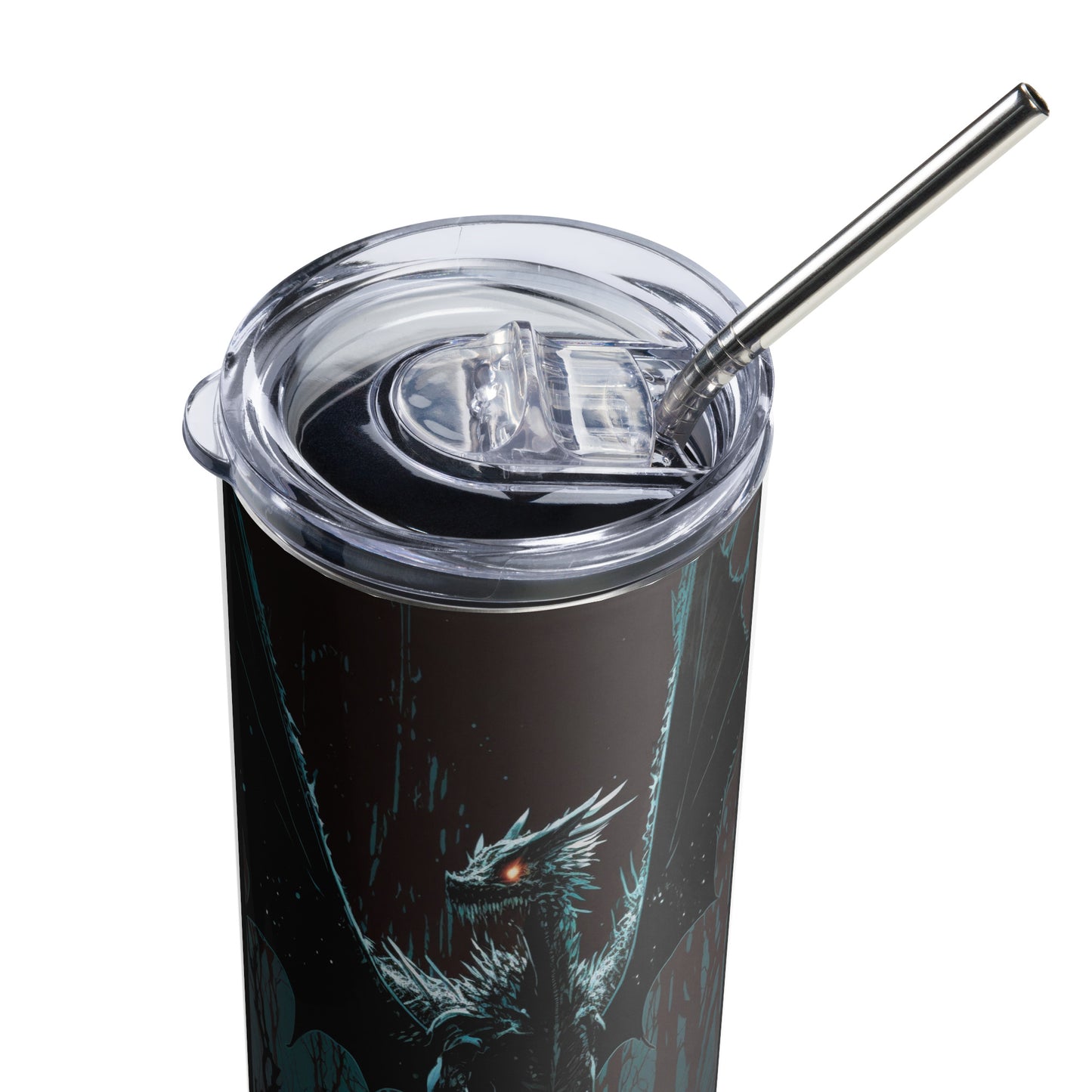 Dragon #4 Stainless steel tumbler cup with metal straw