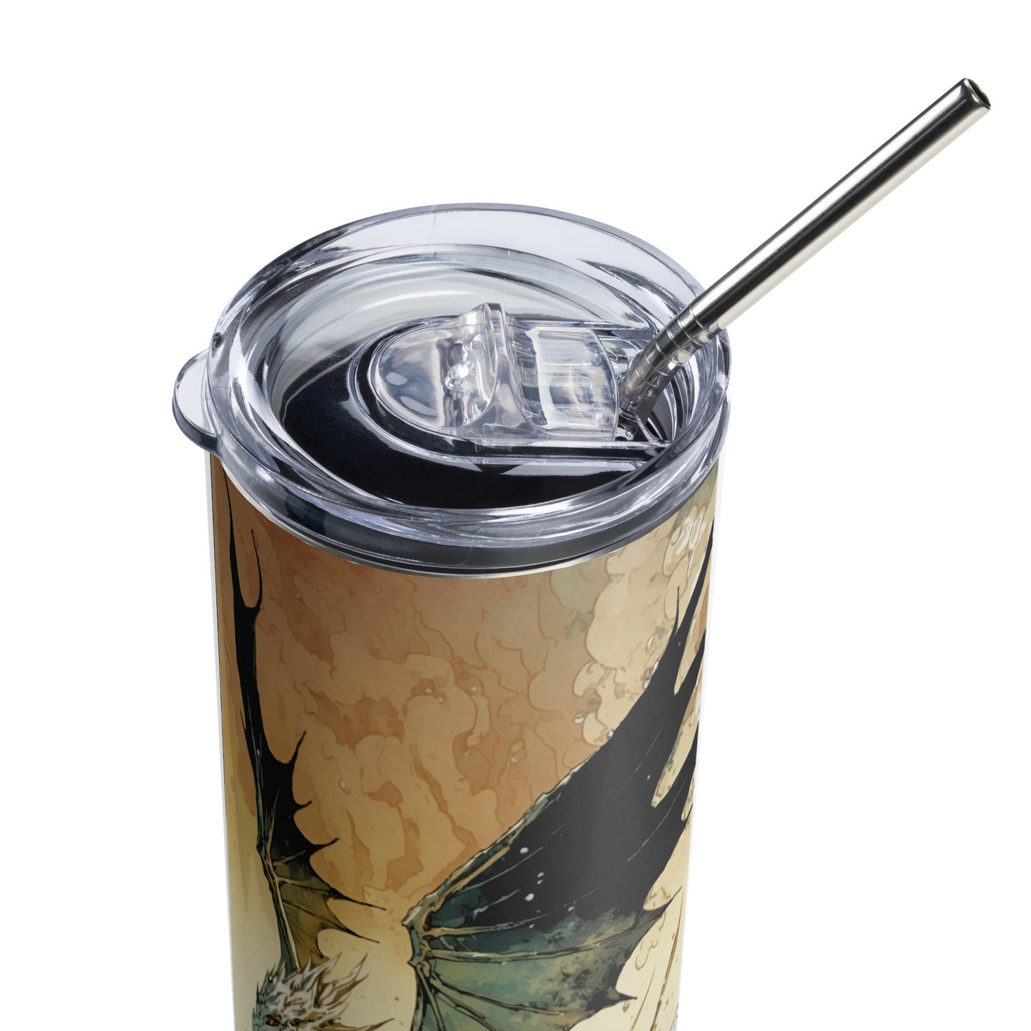 Dragon #5 Stainless steel tumbler cup with metal straw