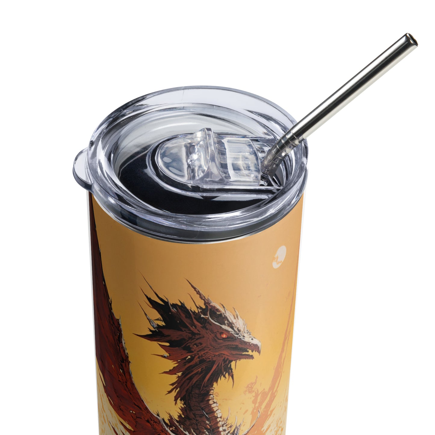 Dragon #8 Stainless steel tumbler cup with metal straw