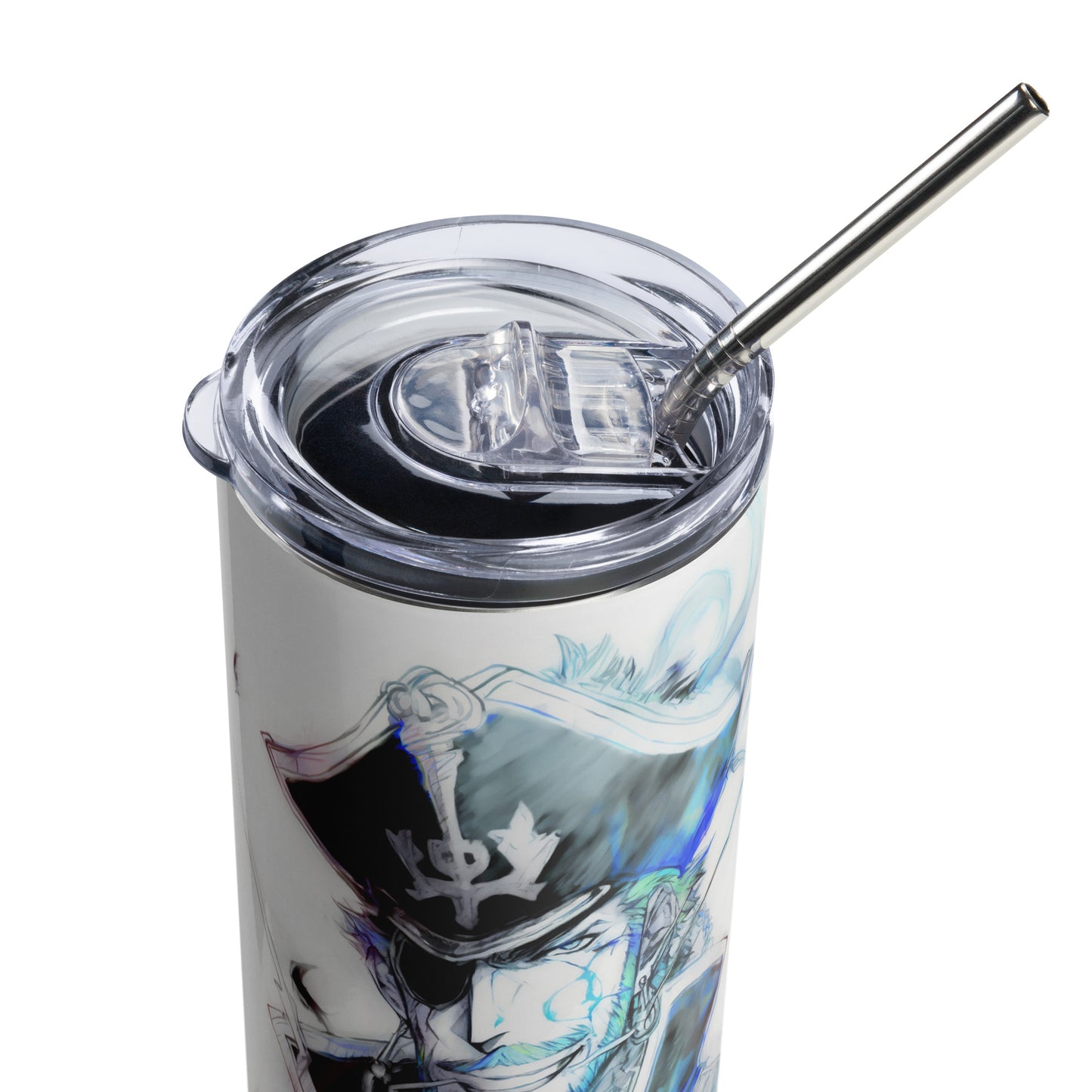 The Captain Stainless steel tumbler cup with metal straw