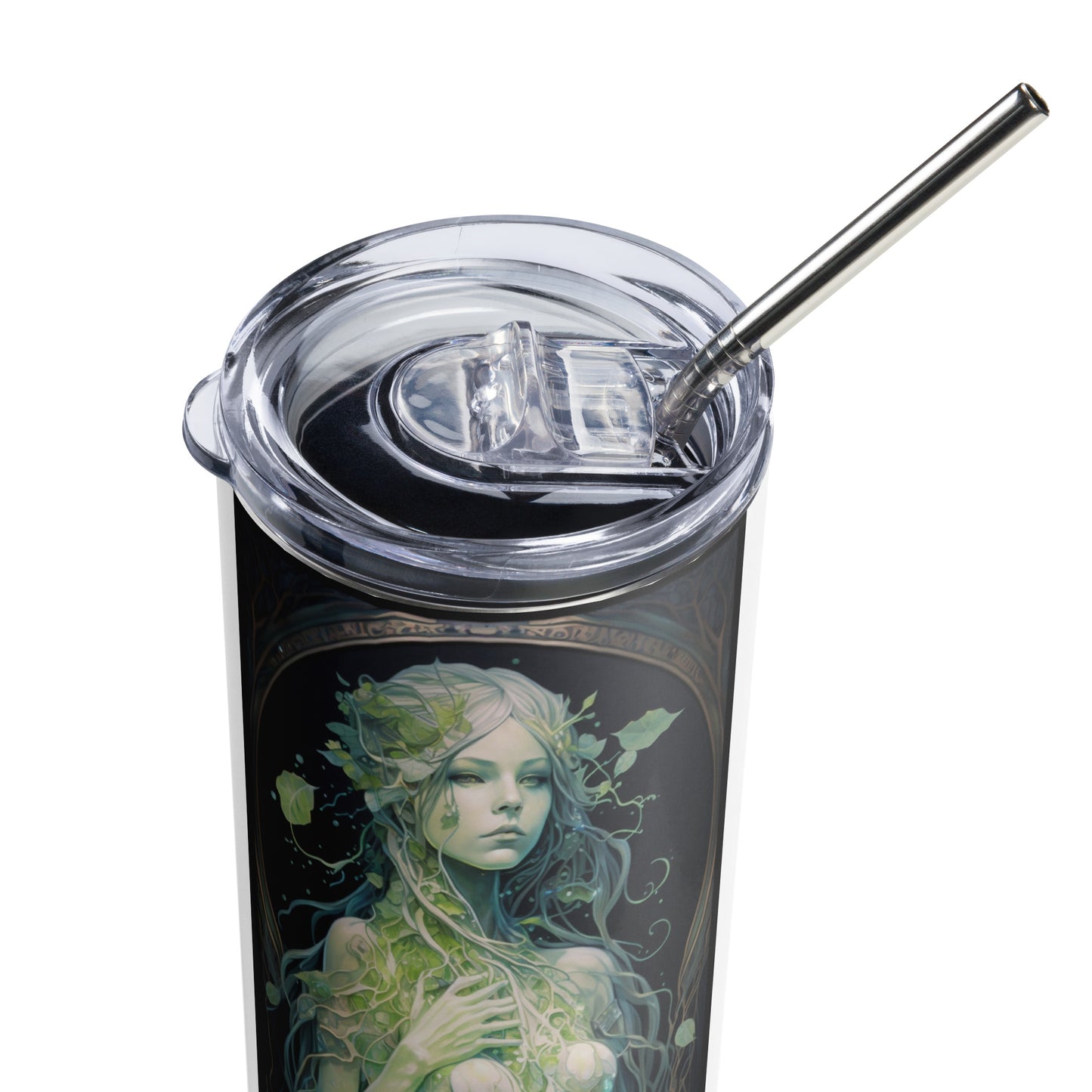 Earth Goddess #1 Stainless steel tumbler cup with metal straw