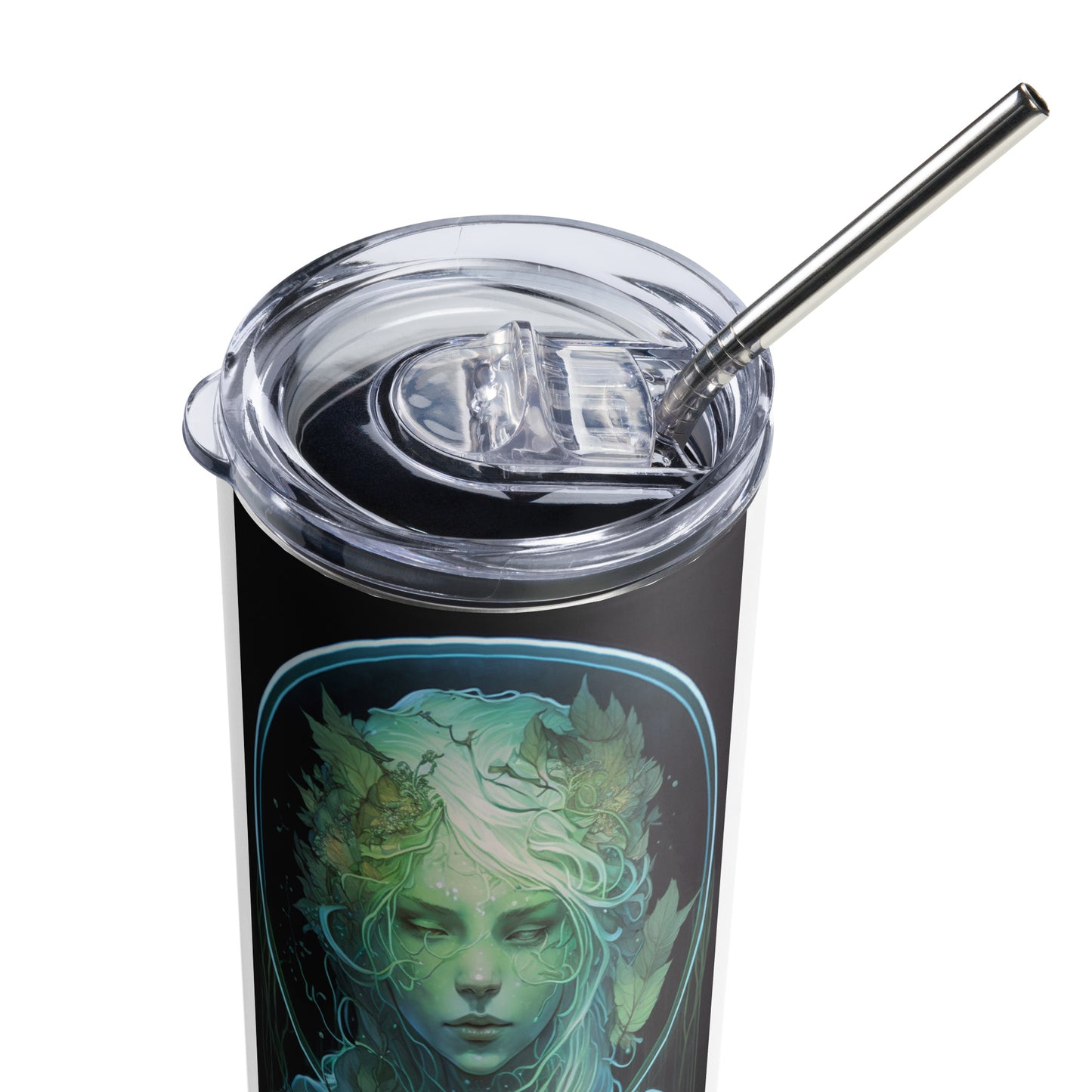 Earth Goddess #2 Stainless steel tumbler cup with metal straw