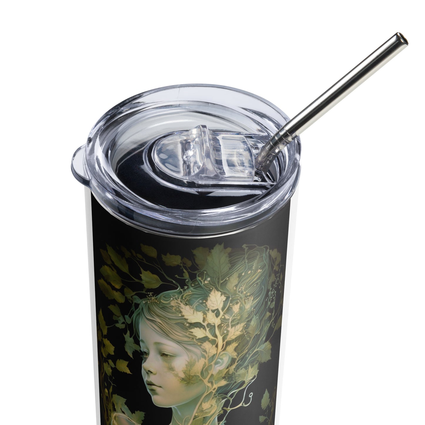 Earth Goddess #3 Stainless steel tumbler cup with metal straw