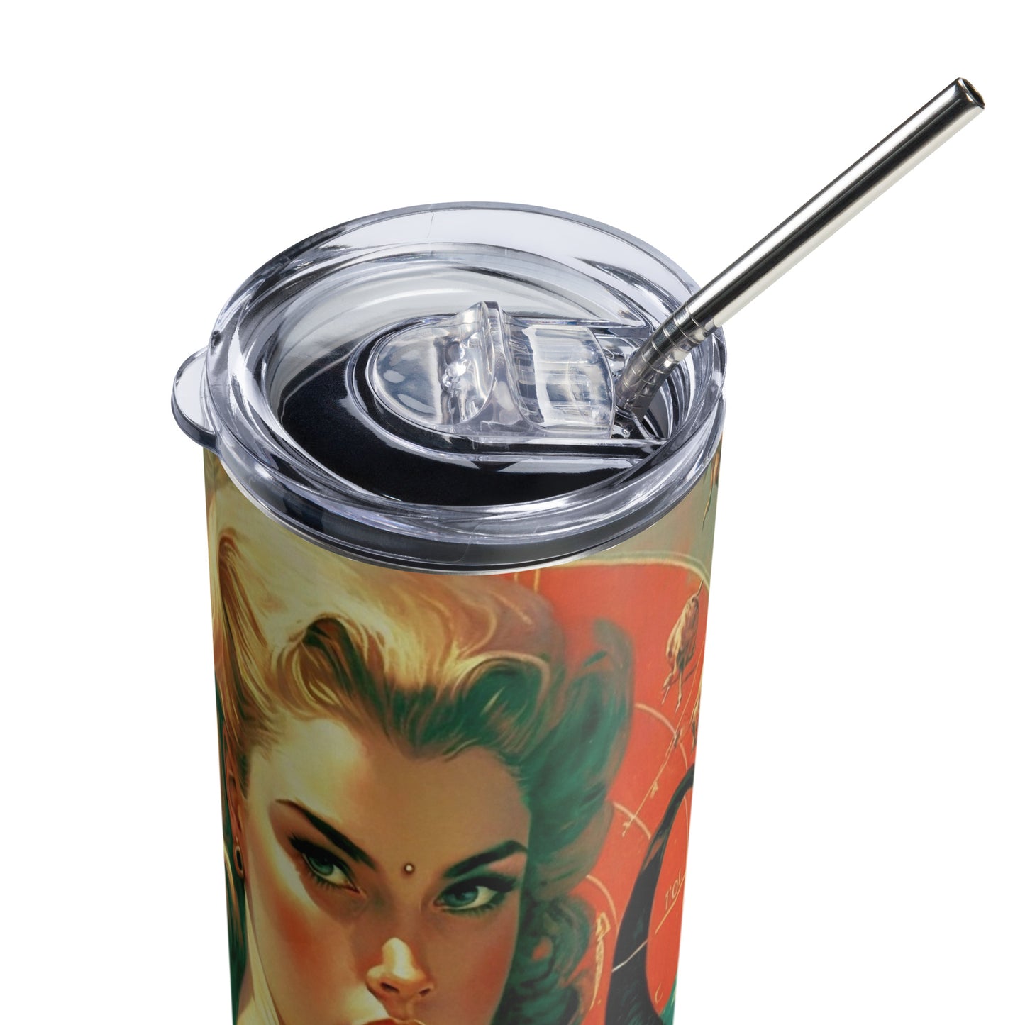 Devil Beauty #1 Stainless steel tumbler cup with metal straw