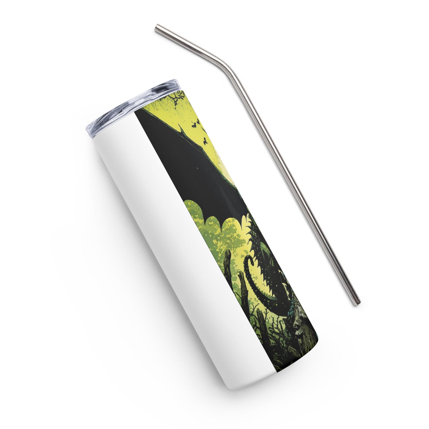 Dragon #3 Stainless steel tumbler cup with metal straw