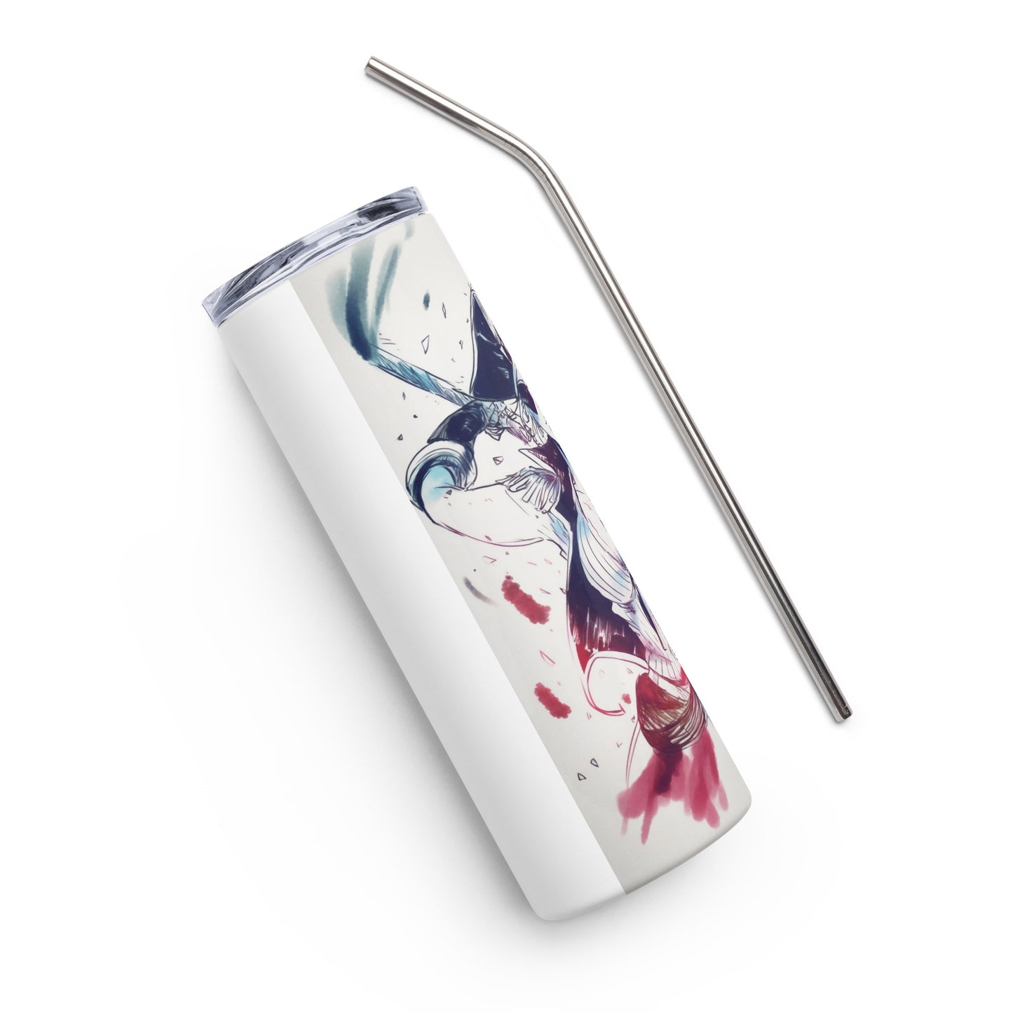 Sexy Pirate Woman Stainless steel tumbler cup with metal straw