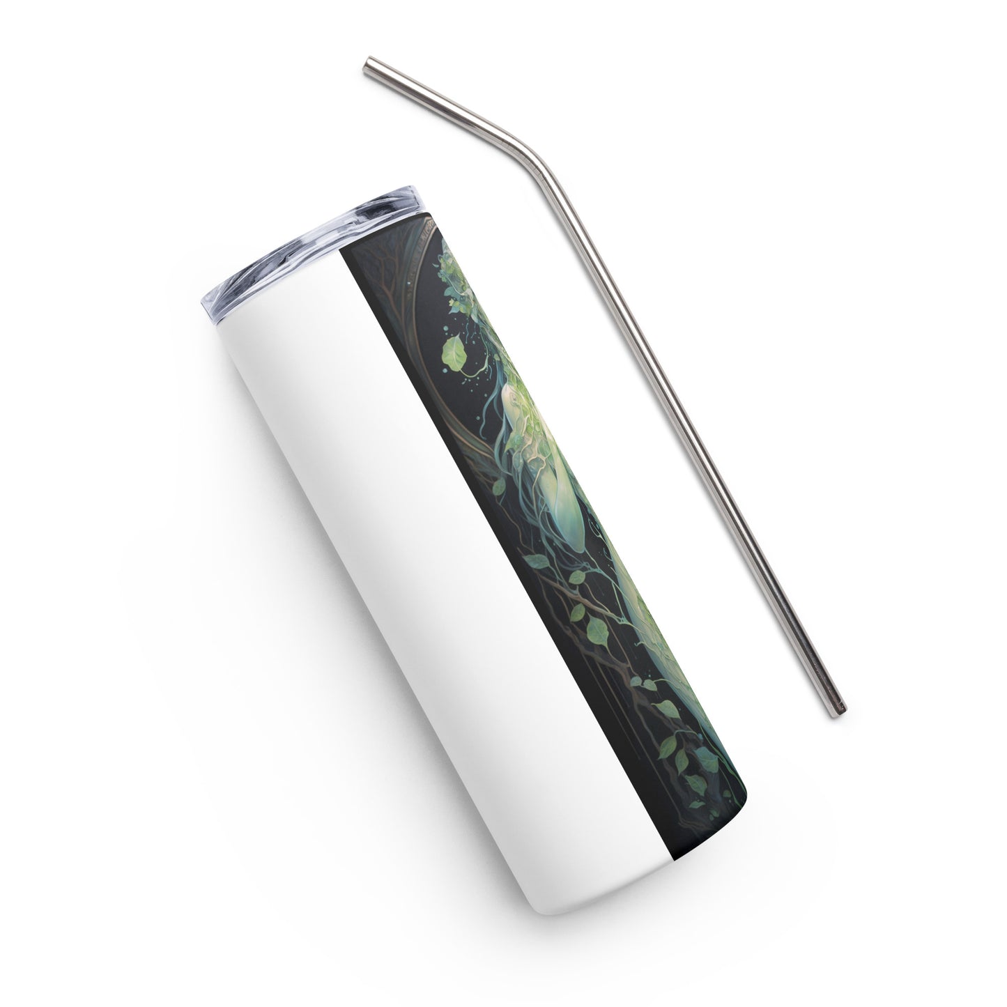 Earth Goddess #1 Stainless steel tumbler cup with metal straw