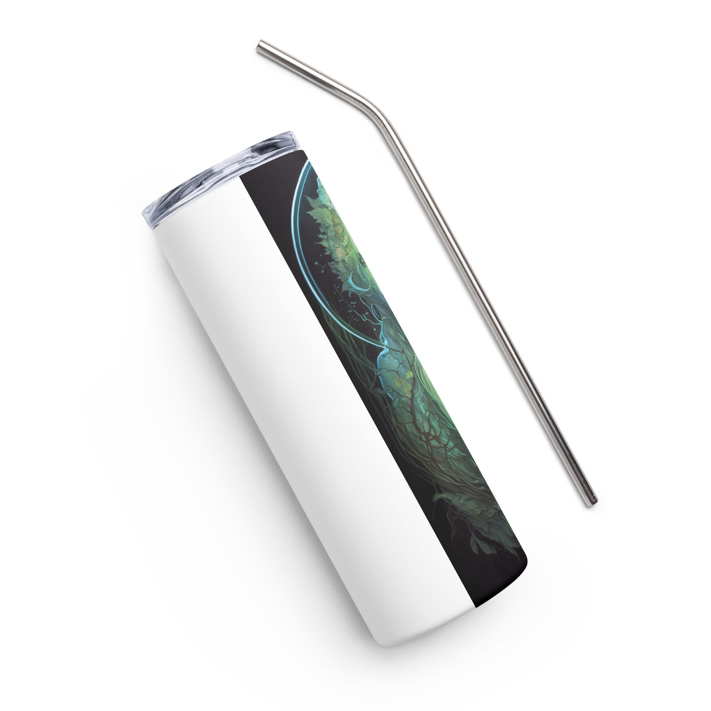 Earth Goddess #2 Stainless steel tumbler cup with metal straw