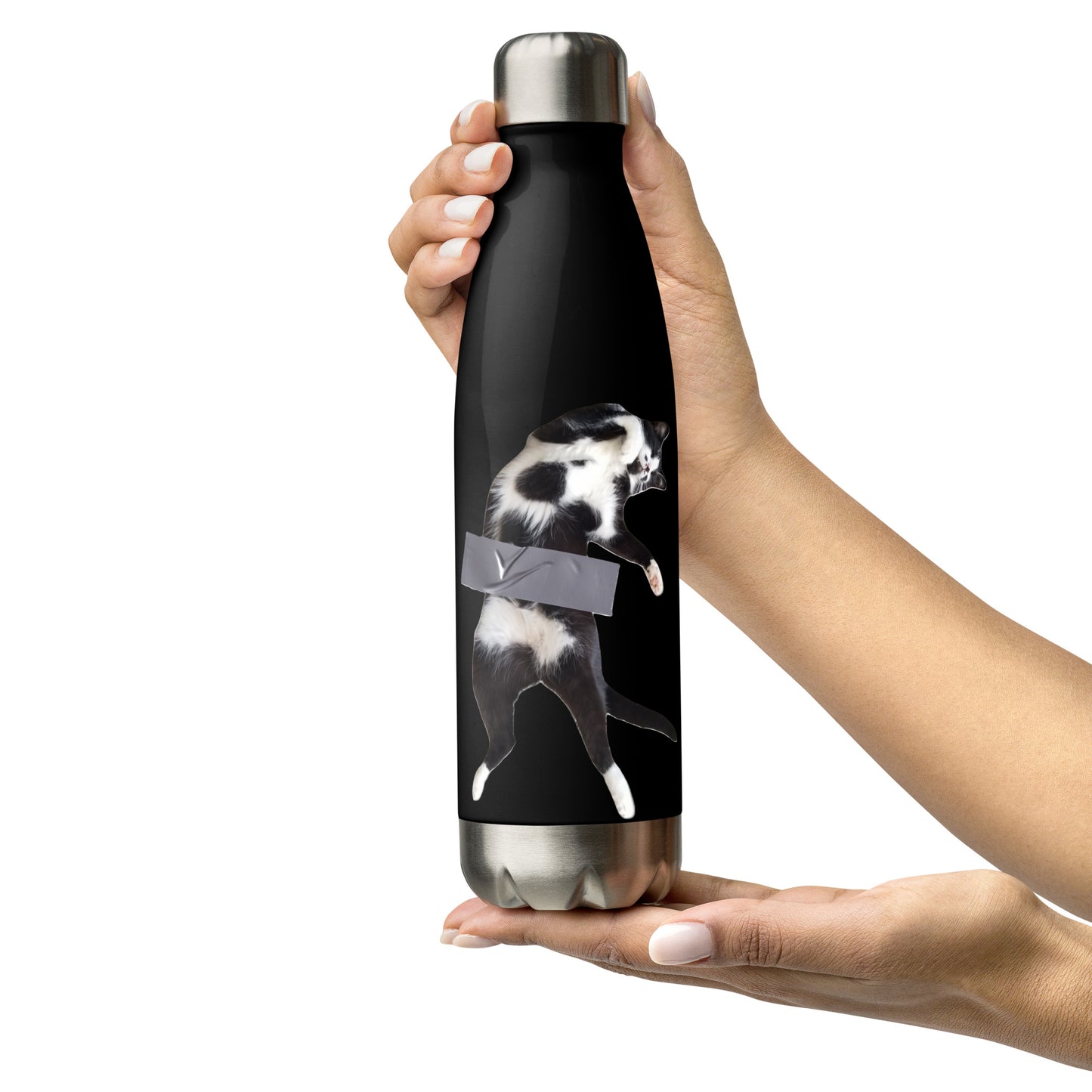 Duct Taped Cat Stainless Steel Water Bottle