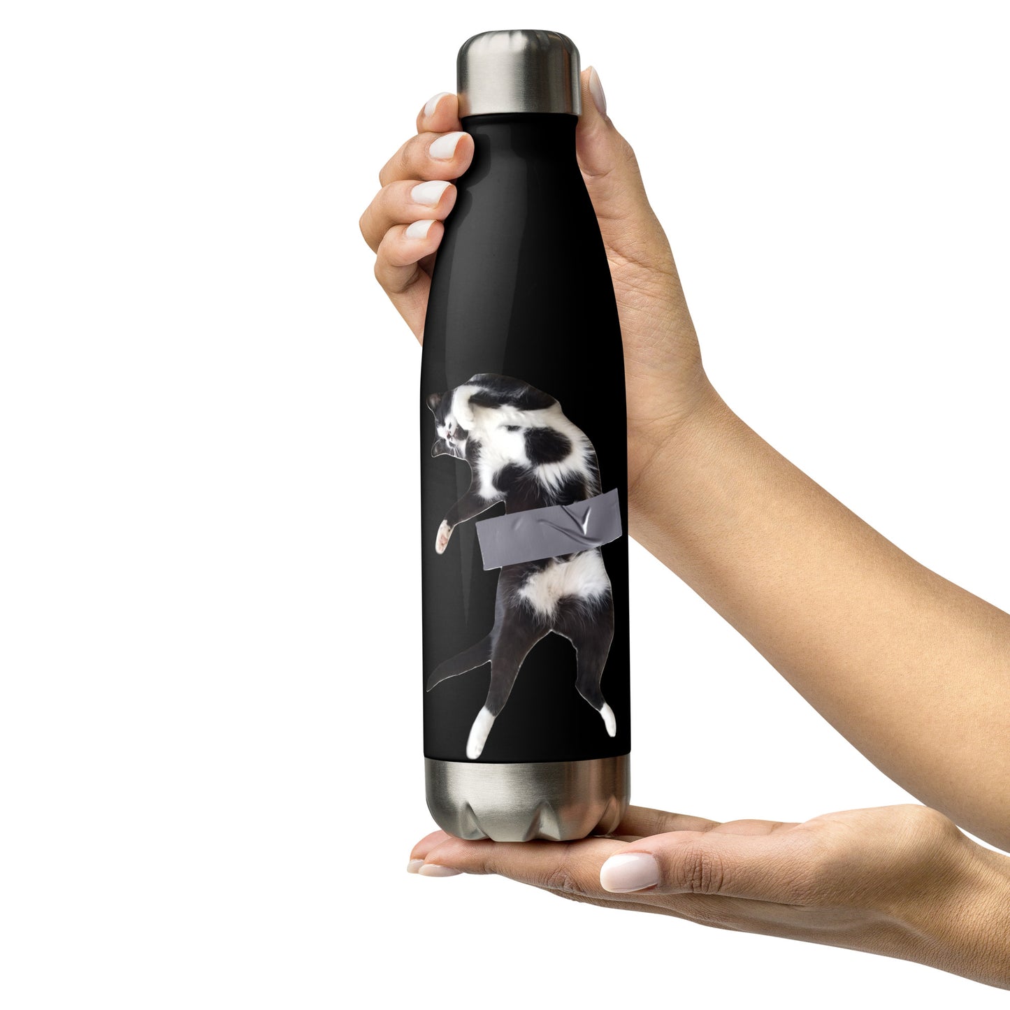 Duct Taped Cat Stainless Steel Water Bottle