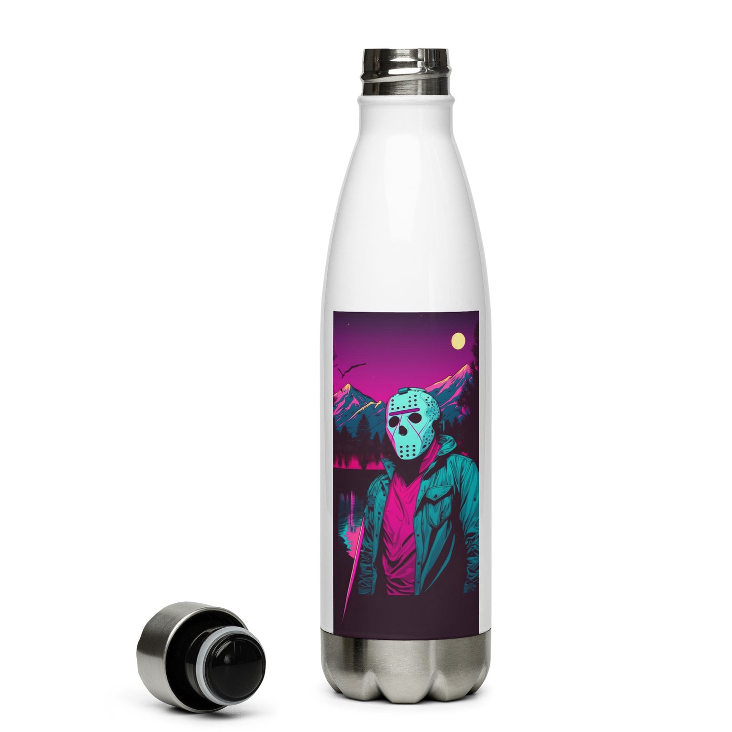 Vaporwave Killer Jason Voorhees Stainless Steel Water Bottle