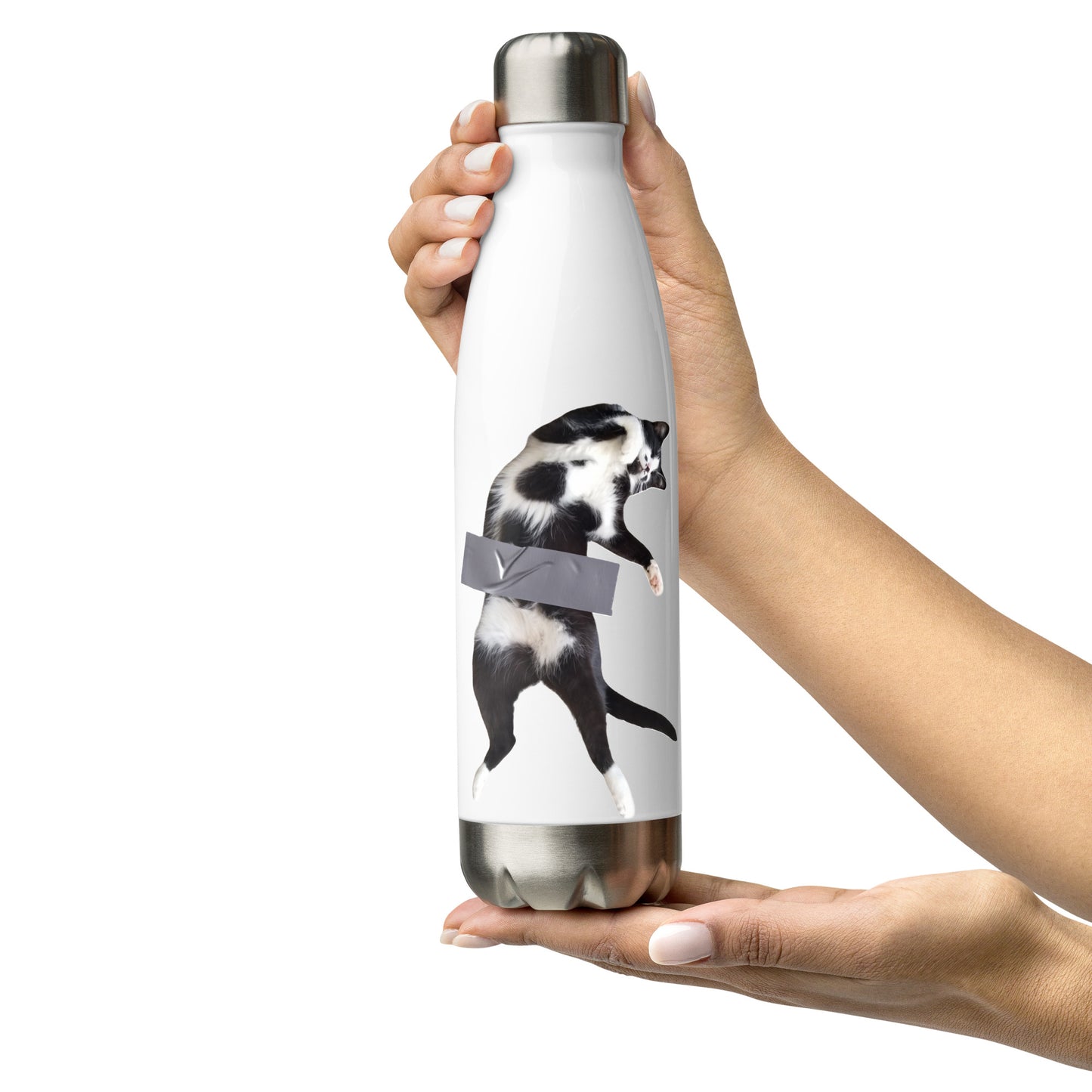 Duct Taped Cat Stainless Steel Water Bottle