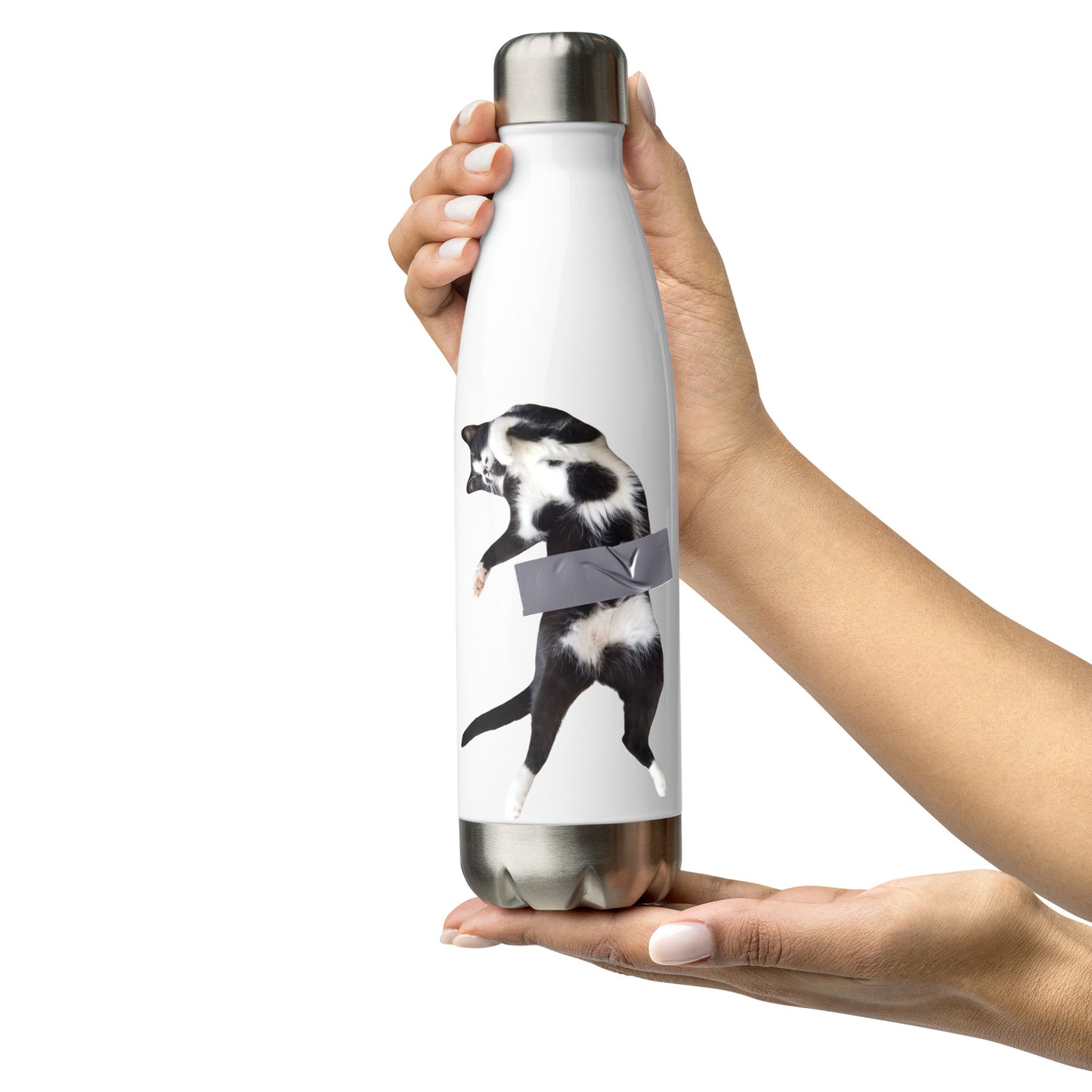 Duct Taped Cat Stainless Steel Water Bottle