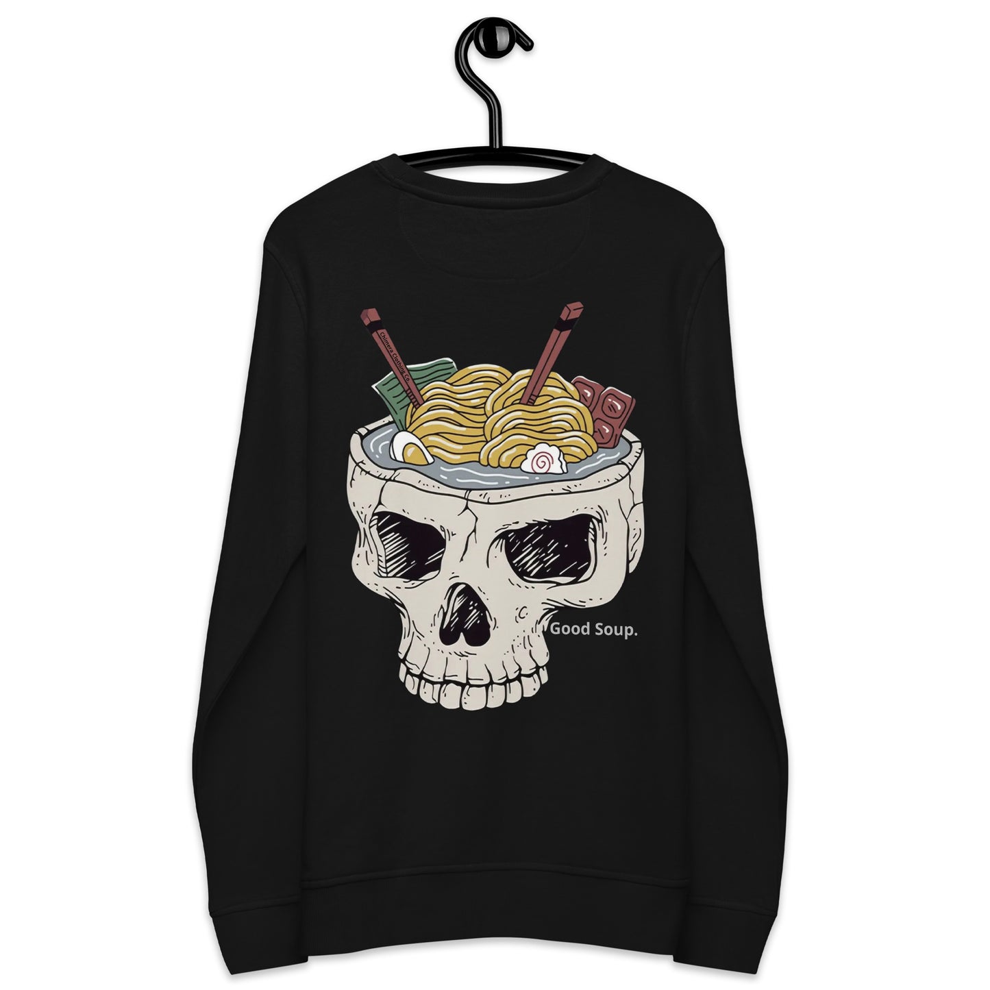 Ramen Noodle Skull Bowl Large Patch Unisex organic long sleeve sweatshirt