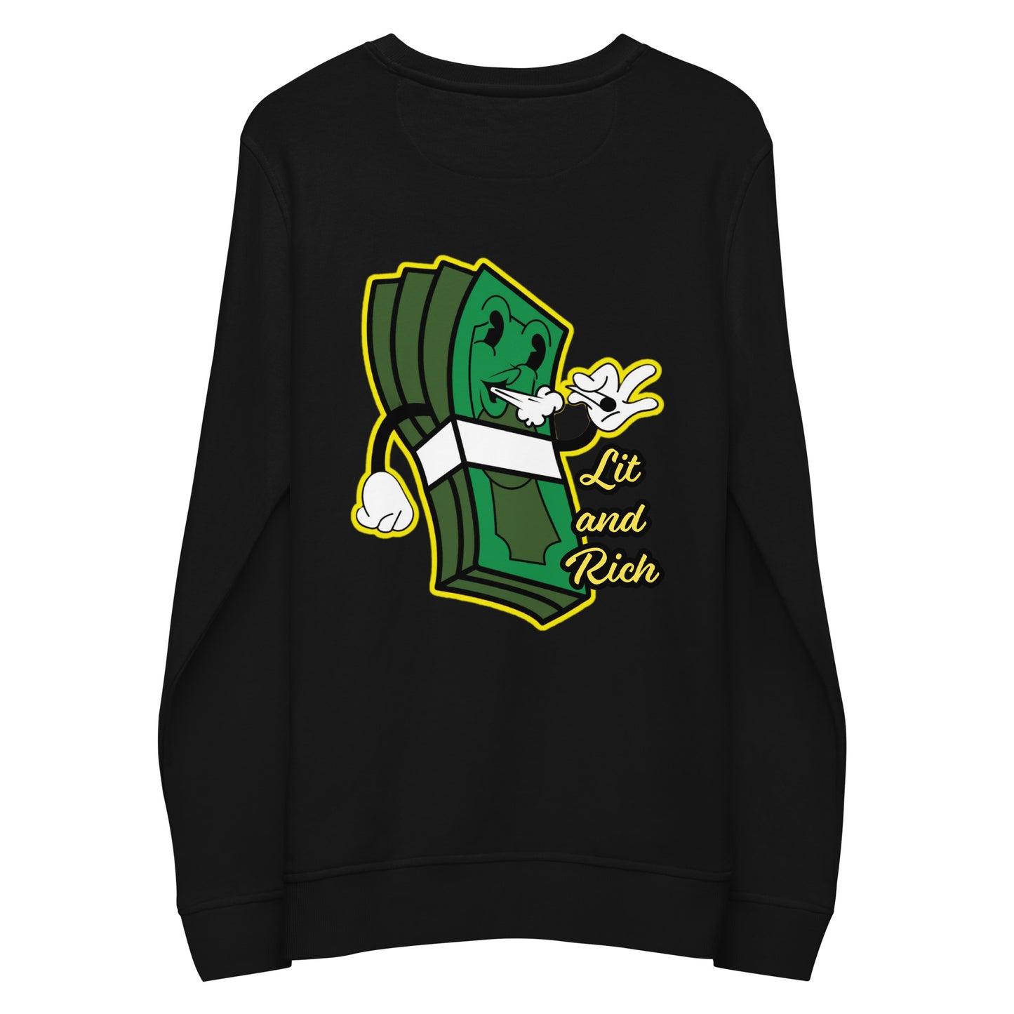 Lit and Rich Cash Smoke Embroidered Unisex organic sweatshirt