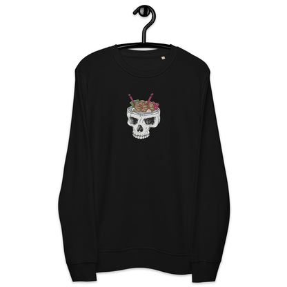 Ramen Noodle Skull Bowl Large Patch Unisex organic long sleeve sweatshirt