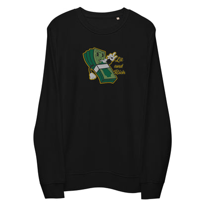 Lit and Rich Cash Smoke Embroidered Unisex organic sweatshirt