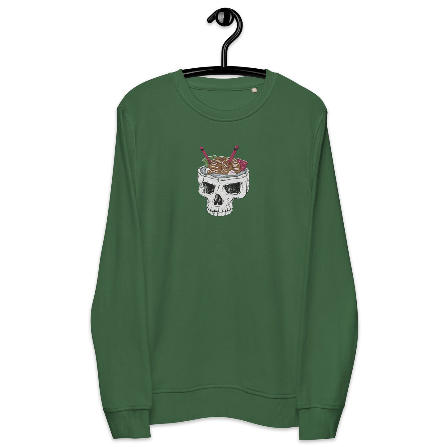 Ramen Noodle Skull Bowl Large Patch Unisex organic long sleeve sweatshirt