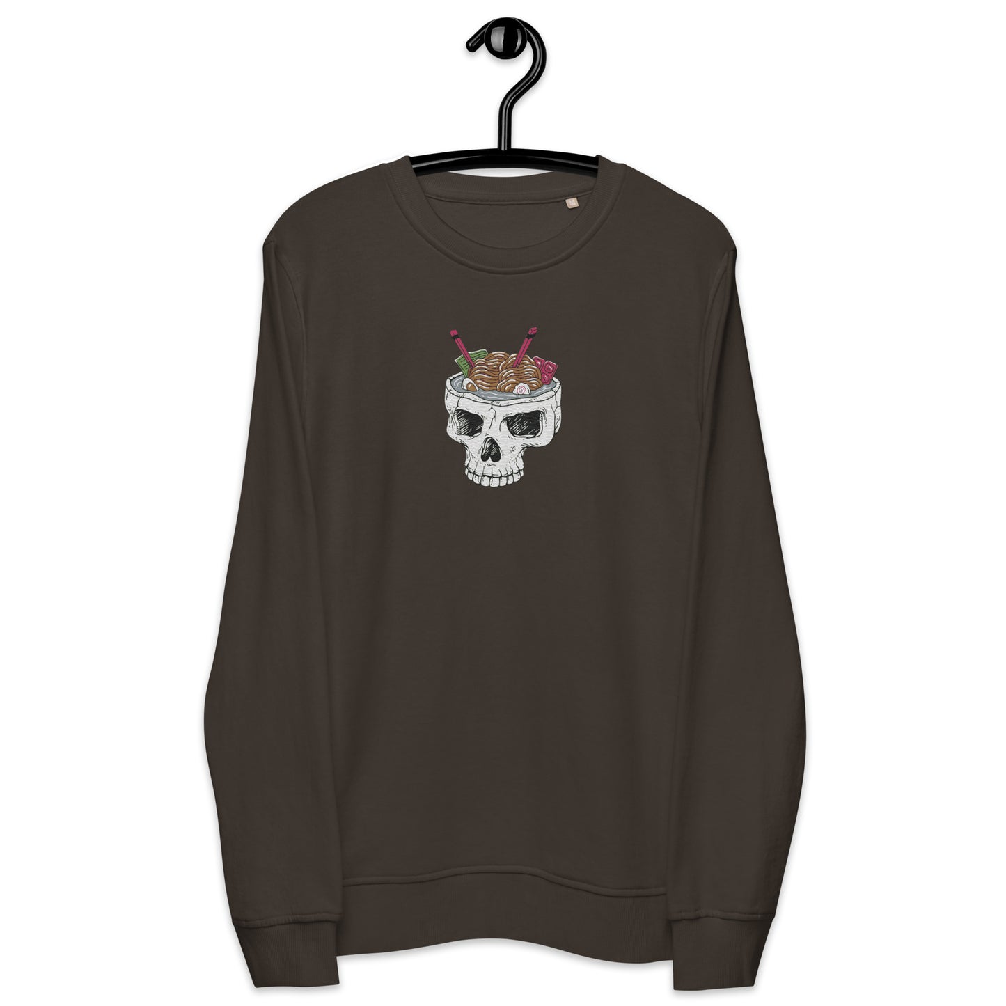 Ramen Noodle Skull Bowl Large Patch Unisex organic long sleeve sweatshirt