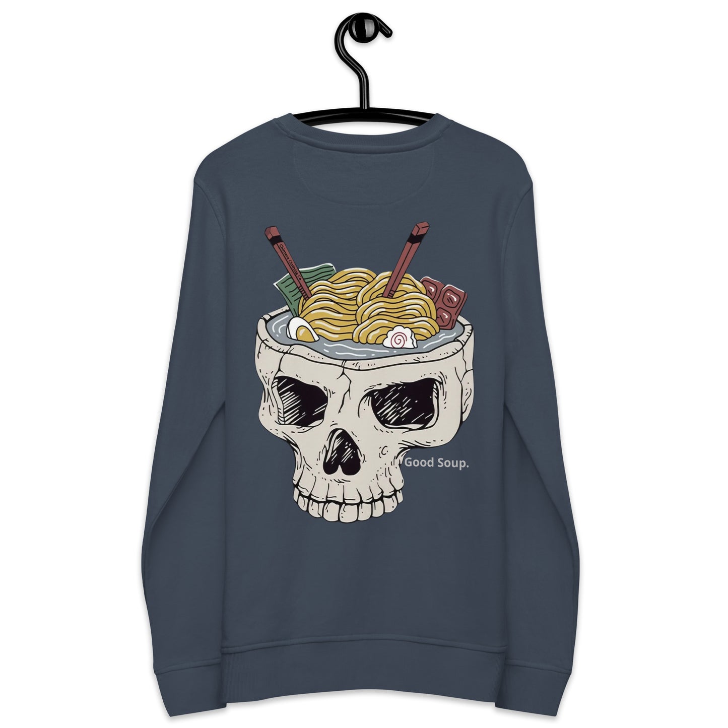 Ramen Noodle Skull Bowl Large Patch Unisex organic long sleeve sweatshirt