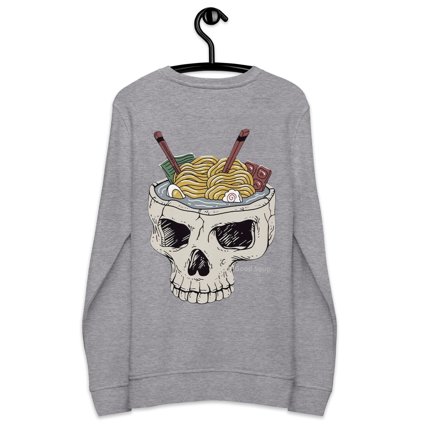 Ramen Noodle Skull Bowl Large Patch Unisex organic long sleeve sweatshirt