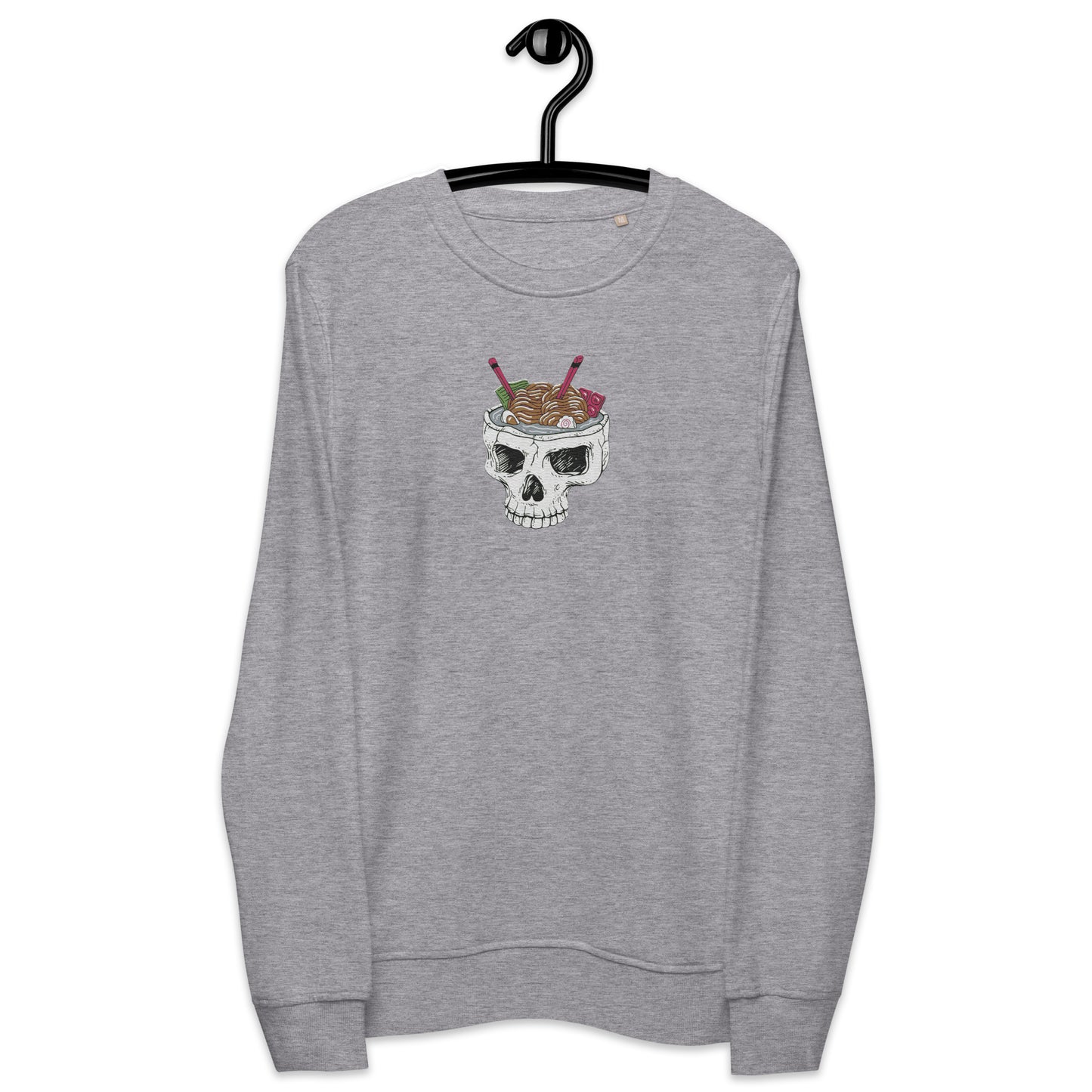 Ramen Noodle Skull Bowl Large Patch Unisex organic long sleeve sweatshirt