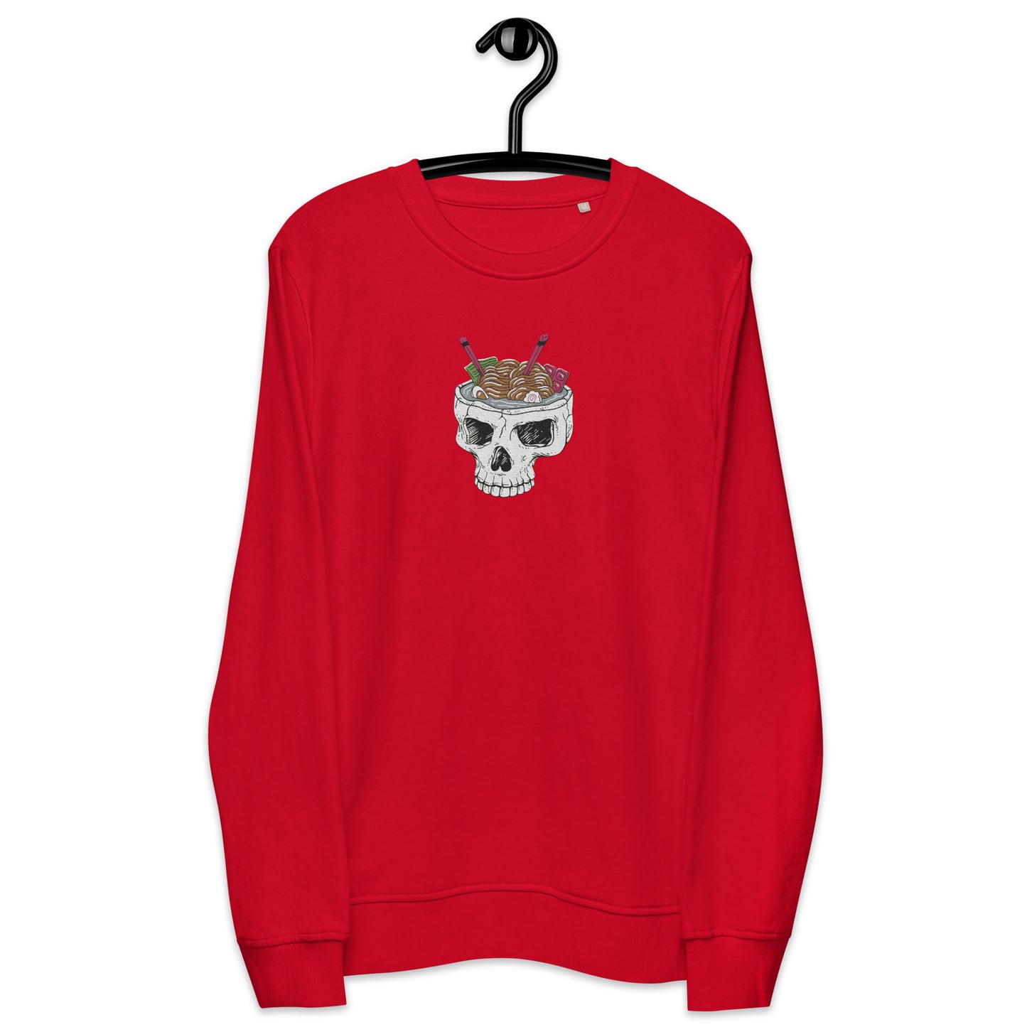 Ramen Noodle Skull Bowl Large Patch Unisex organic long sleeve sweatshirt