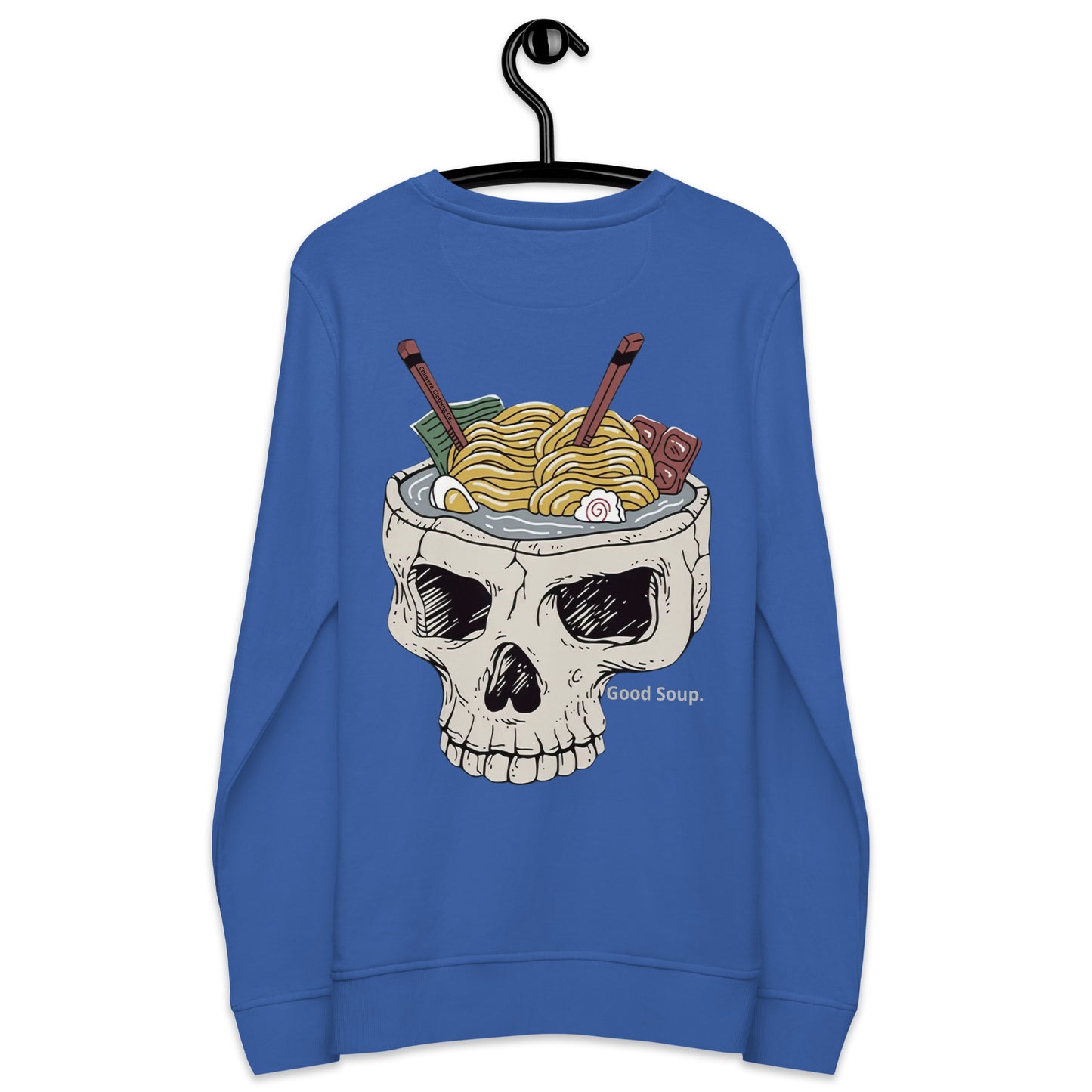 Ramen Noodle Skull Bowl Large Patch Unisex organic long sleeve sweatshirt