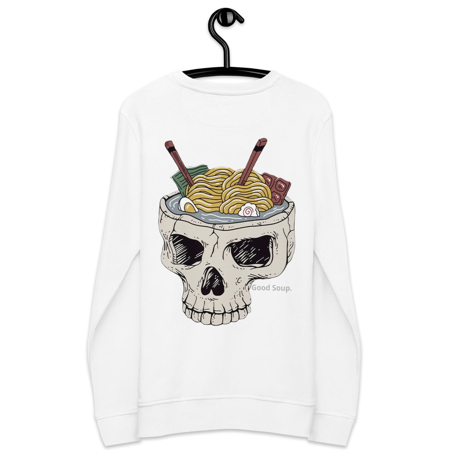 Ramen Noodle Skull Bowl Large Patch Unisex organic long sleeve sweatshirt