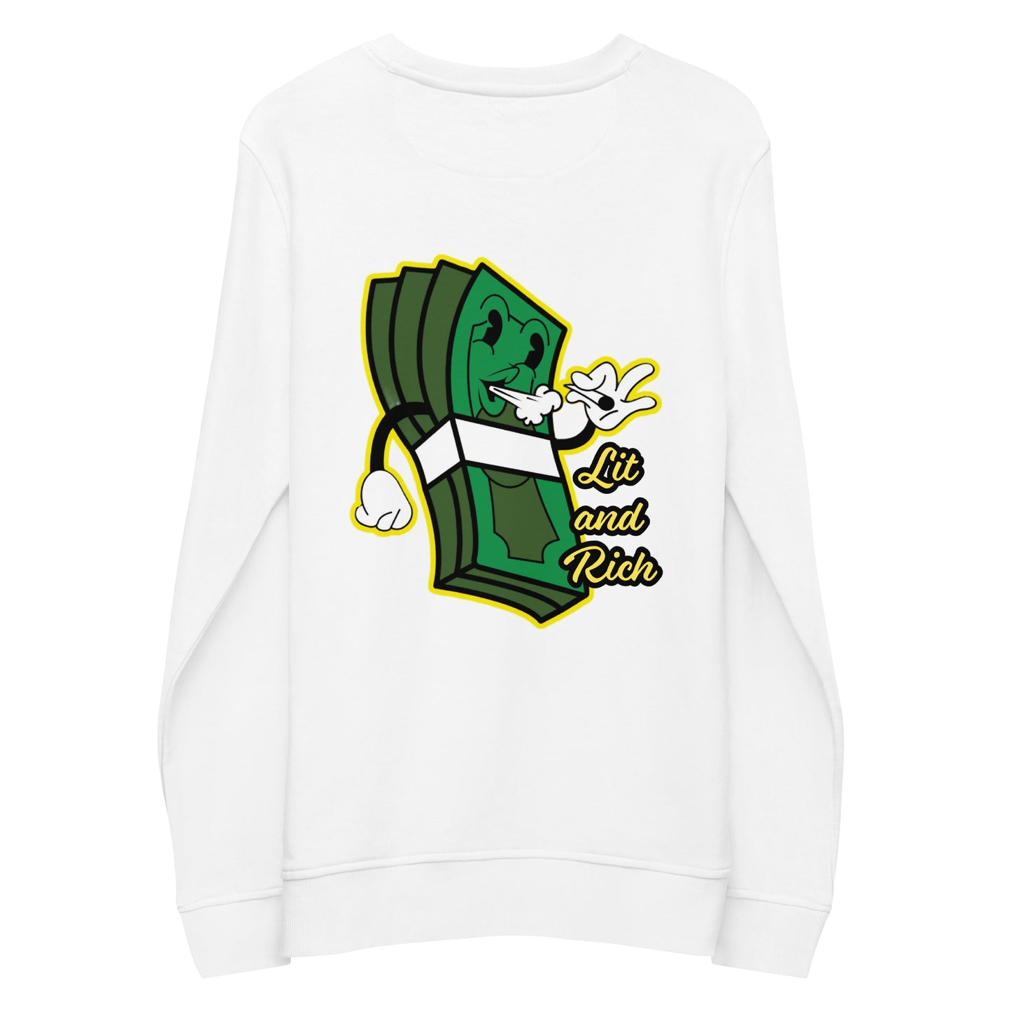 Lit and Rich Cash Smoke Embroidered Unisex organic sweatshirt