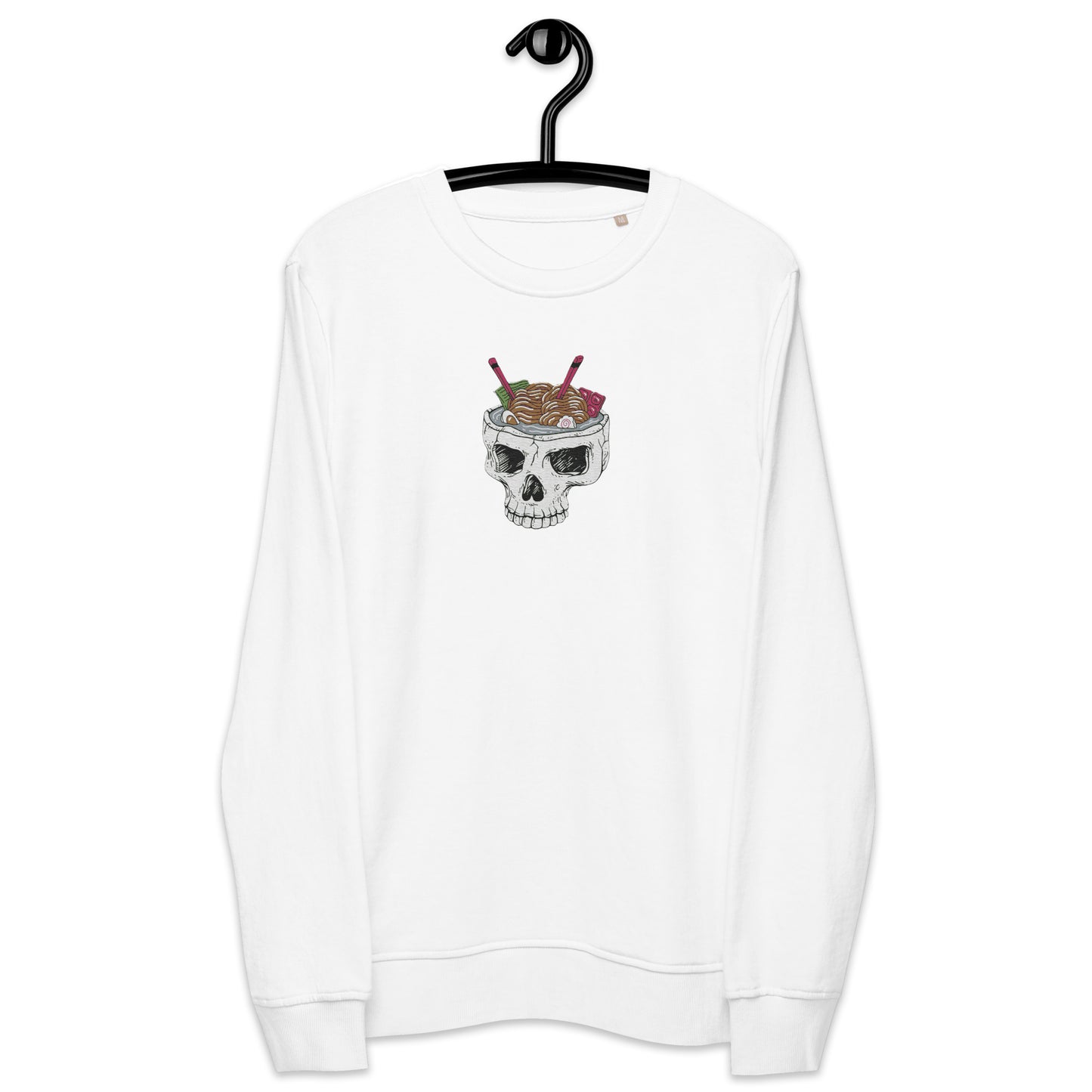 Ramen Noodle Skull Bowl Large Patch Unisex organic long sleeve sweatshirt